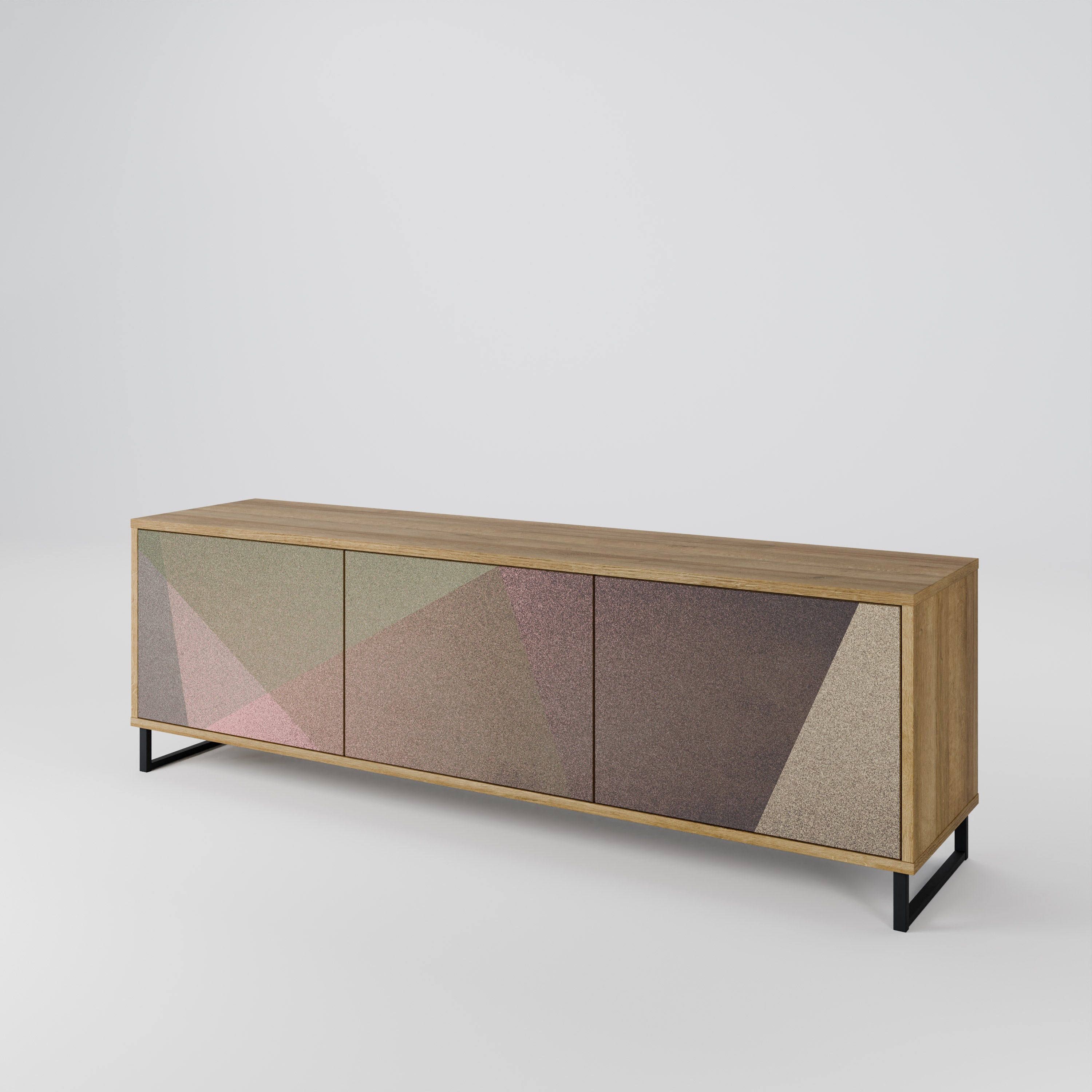 BEIGE GEOMETRY TV-bänk med 3 dörrar