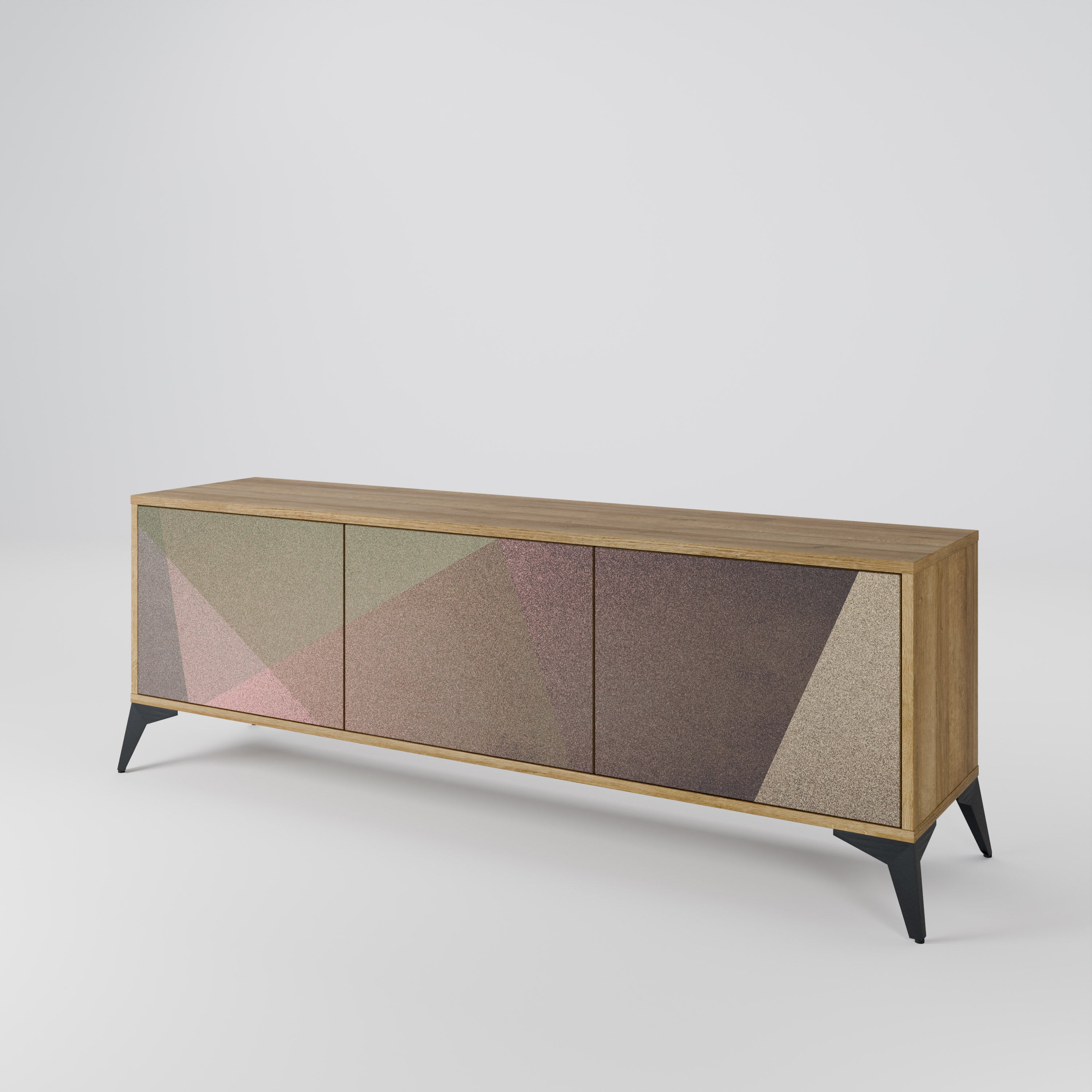 BEIGE GEOMETRY TV-bänk med 3 dörrar