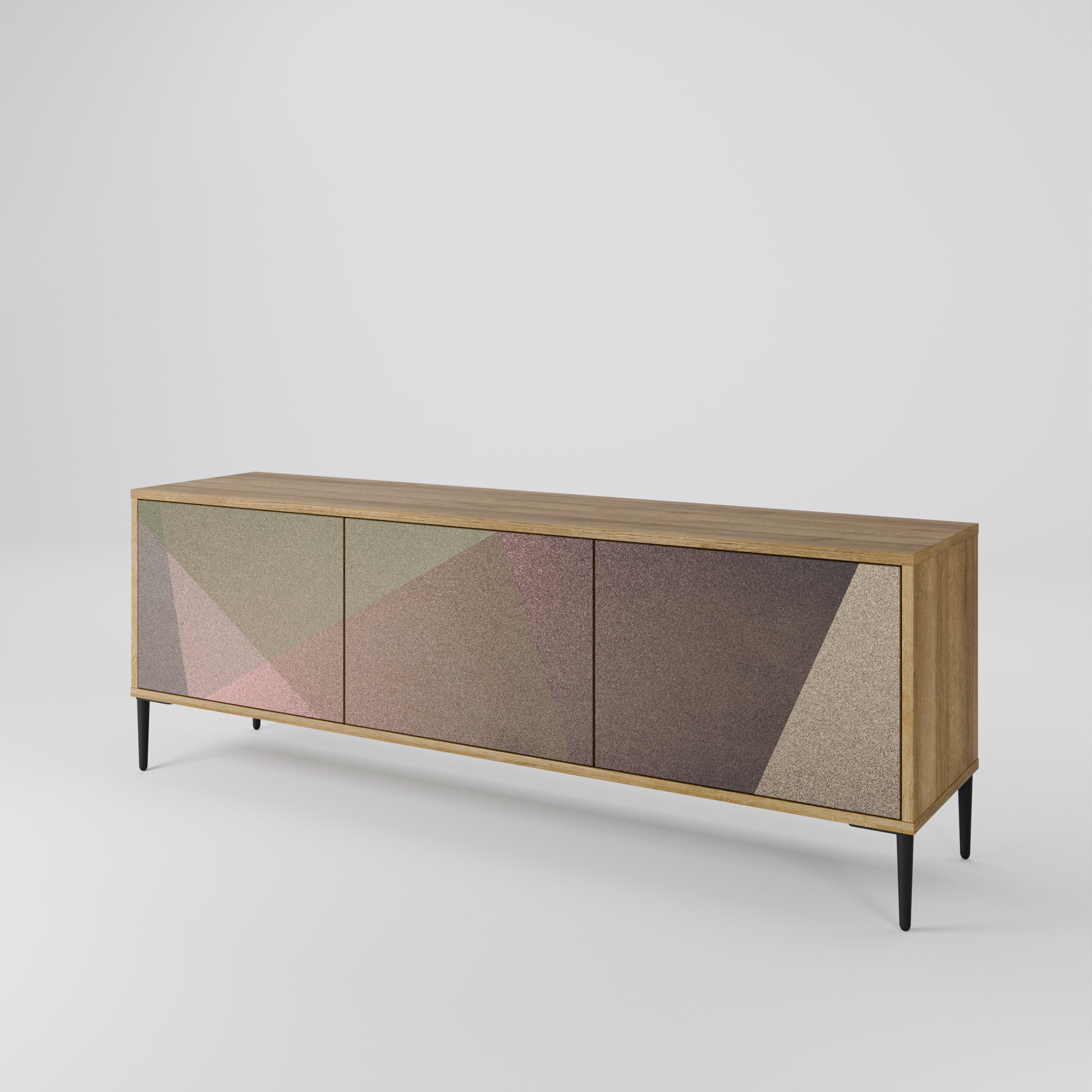 BEIGE GEOMETRY TV-bänk med 3 dörrar