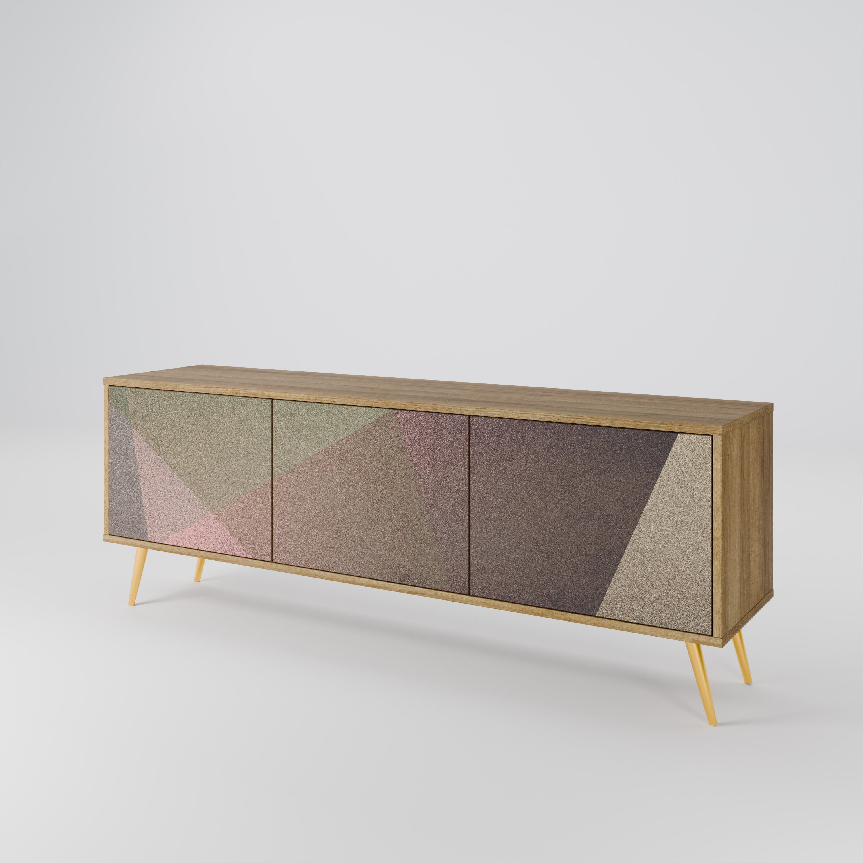 BEIGE GEOMETRY TV-bänk med 3 dörrar