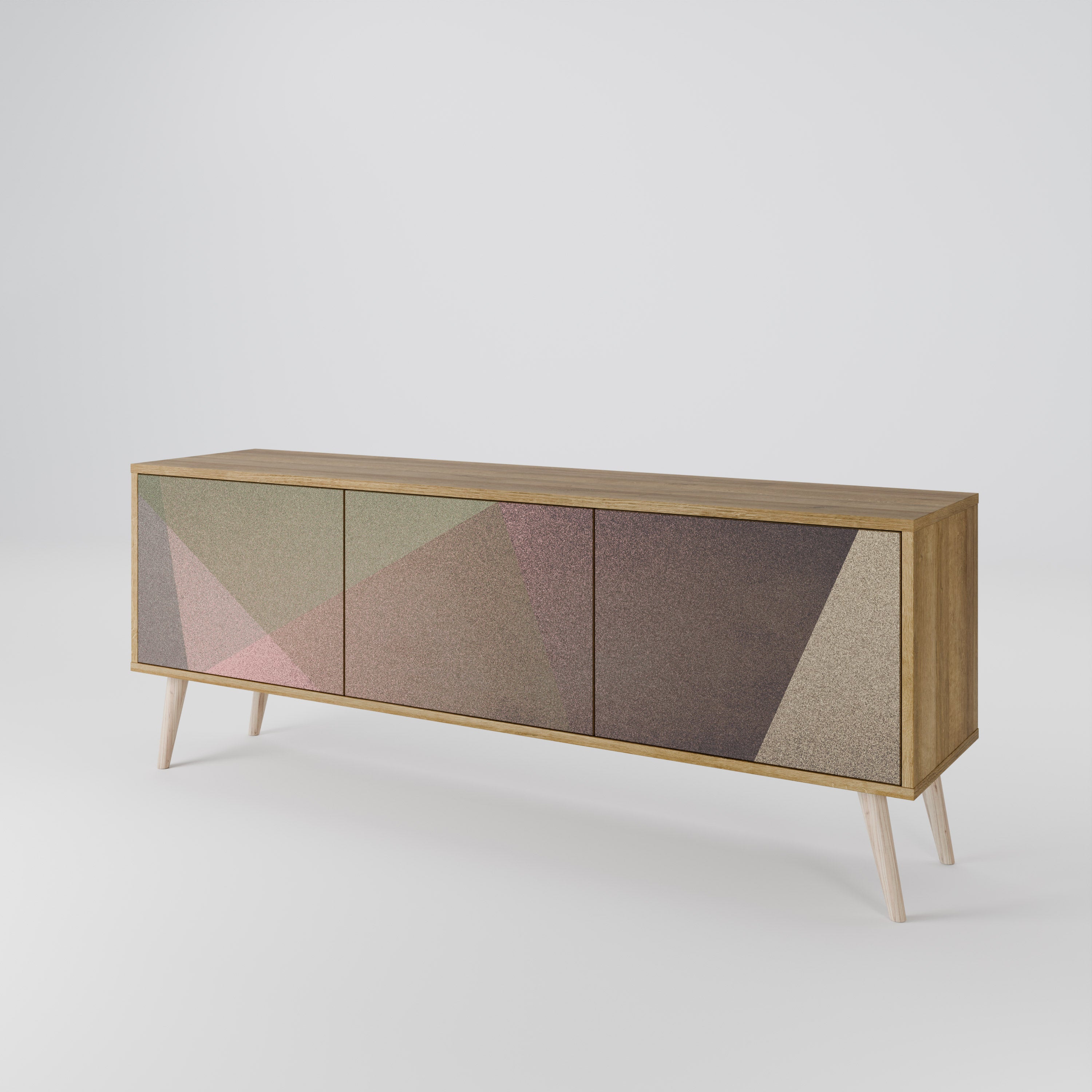 BEIGE GEOMETRY TV-bänk med 3 dörrar