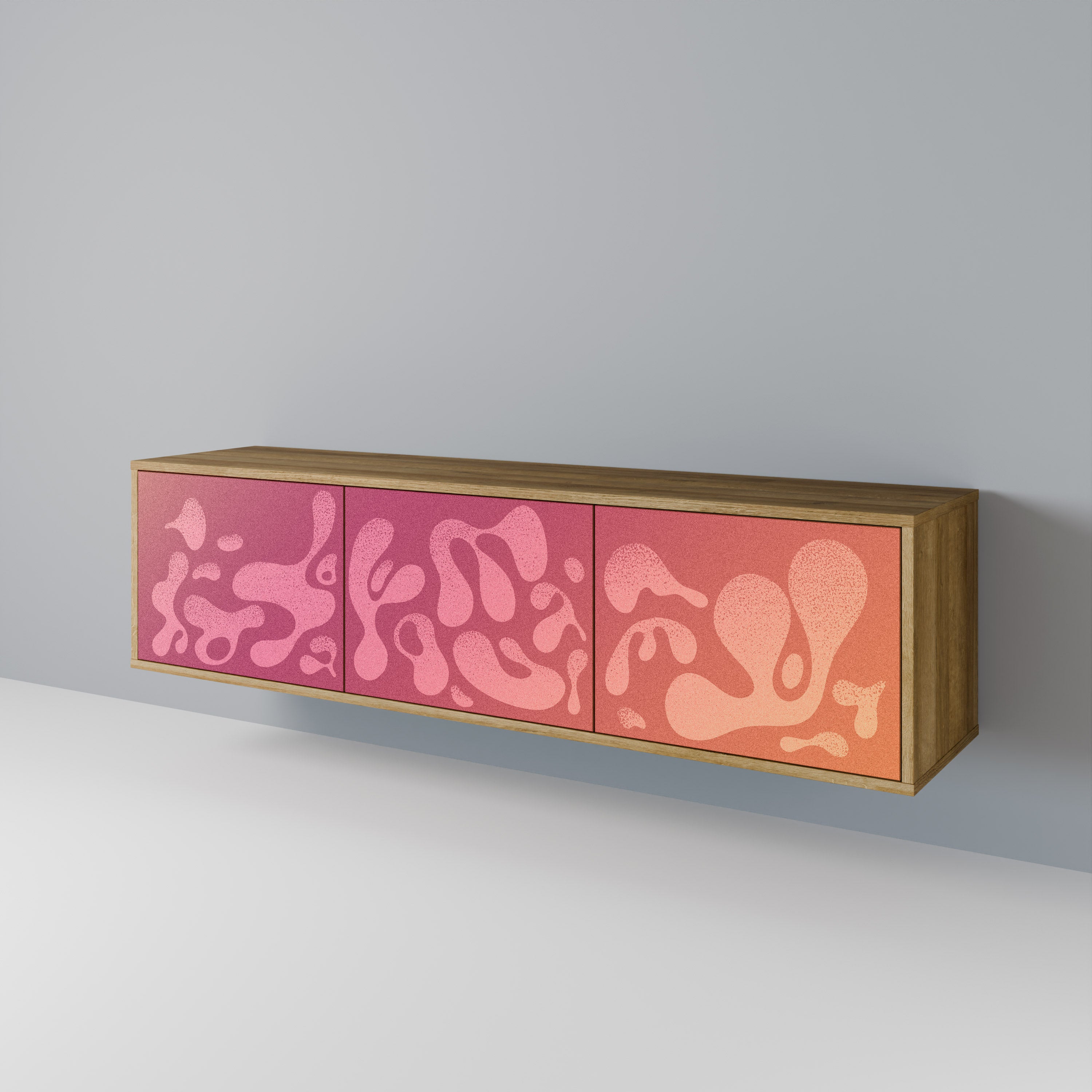 IRREGULAR PINK TV-bänk med 3 dörrar