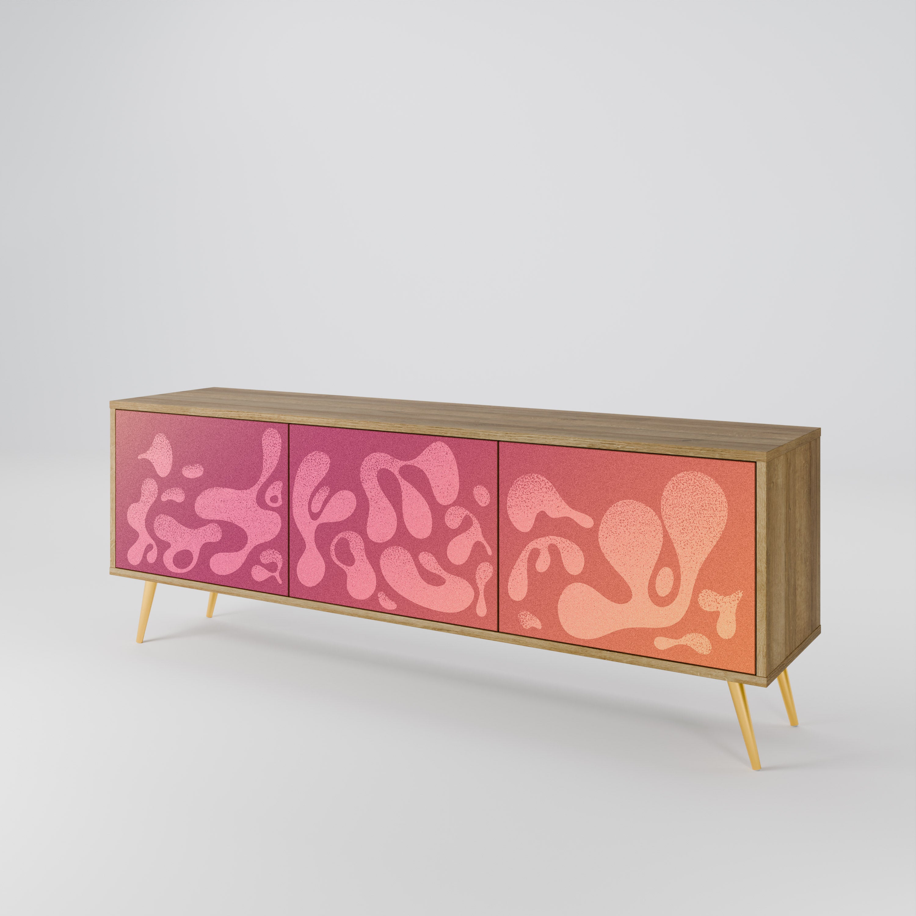 IRREGULAR PINK TV-bänk med 3 dörrar