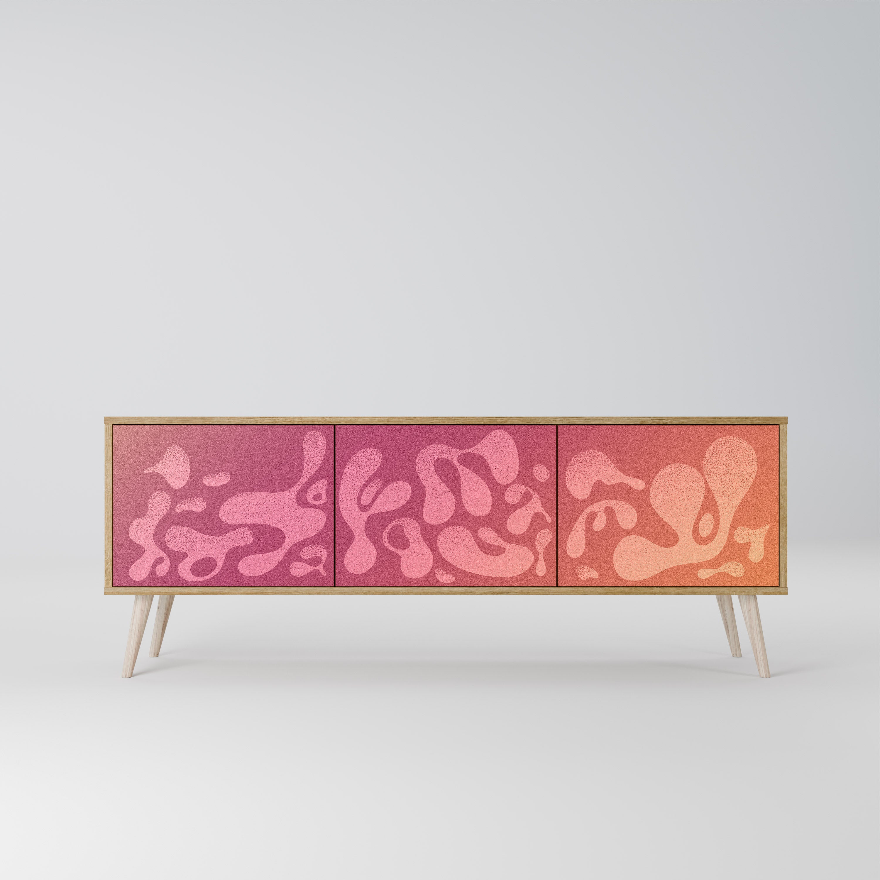 IRREGULAR PINK TV-bänk med 3 dörrar