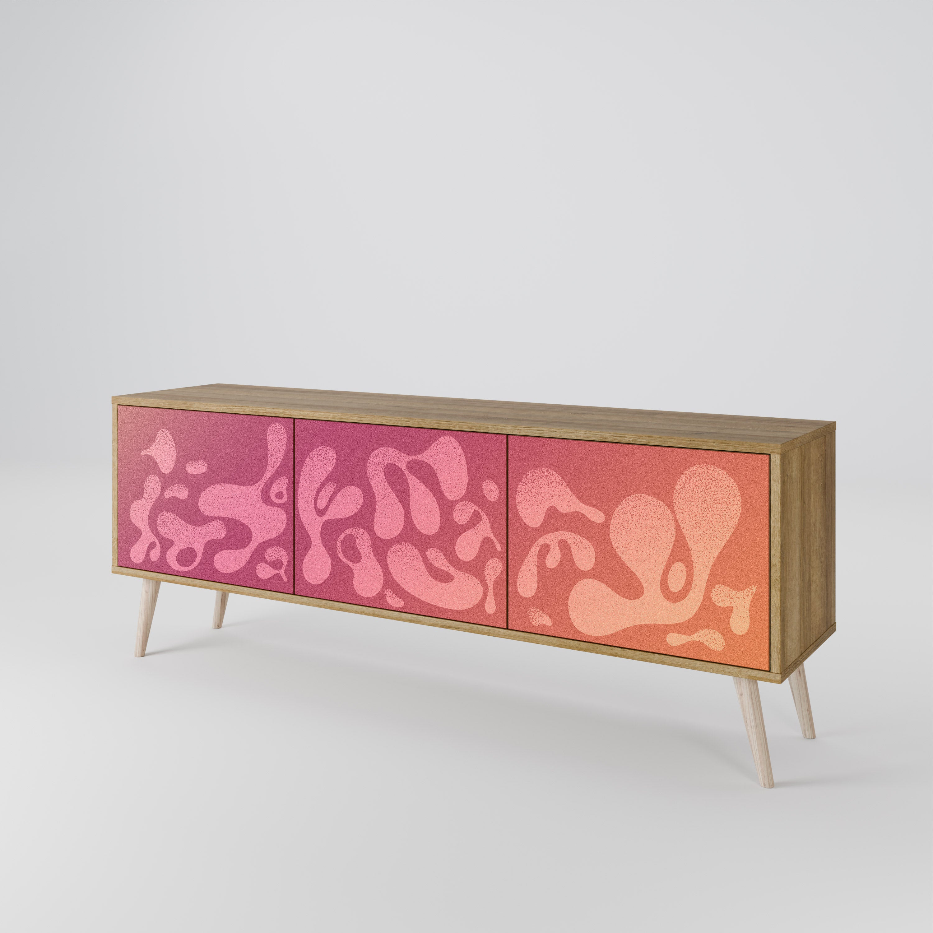IRREGULAR PINK TV-bänk med 3 dörrar