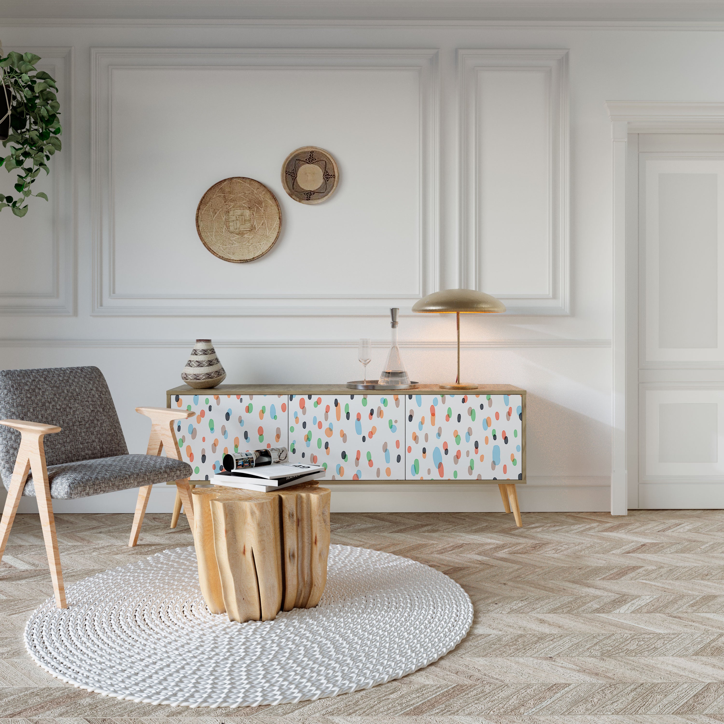 ENERGETIC SPOTS TV-bänk med 3 dörrar