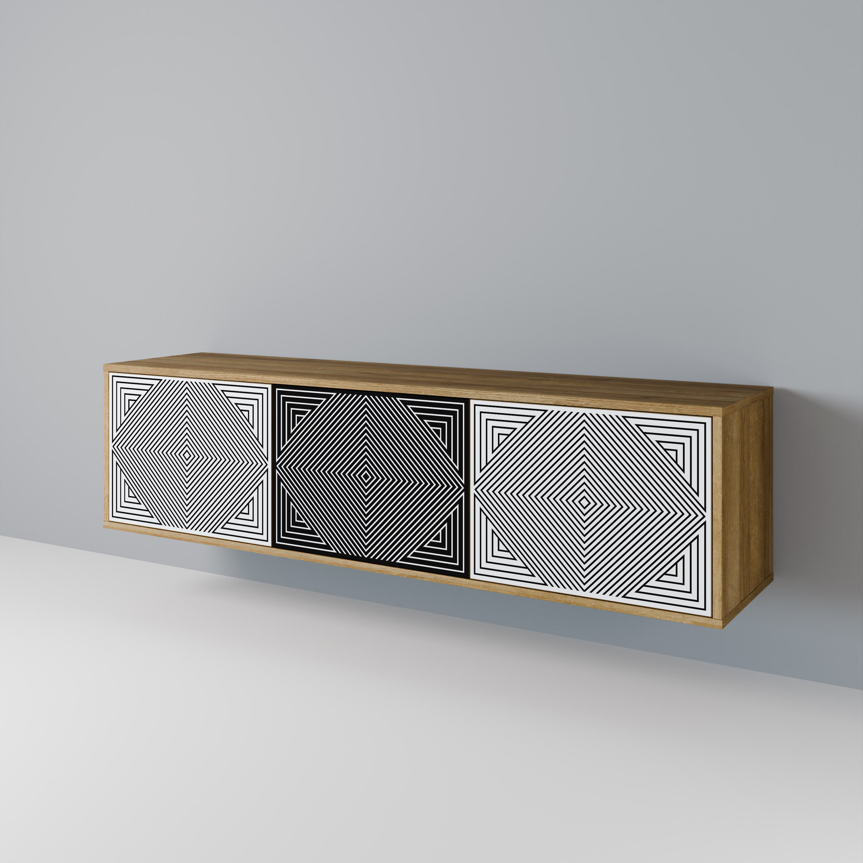 POLYGON ILLUSION TV-bänk med 3 dörrar