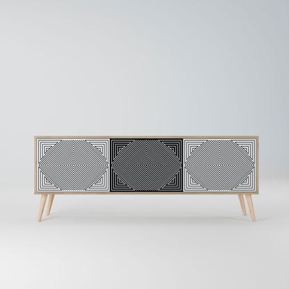 POLYGON ILLUSION 3-Door TV Stand in Oak Effect