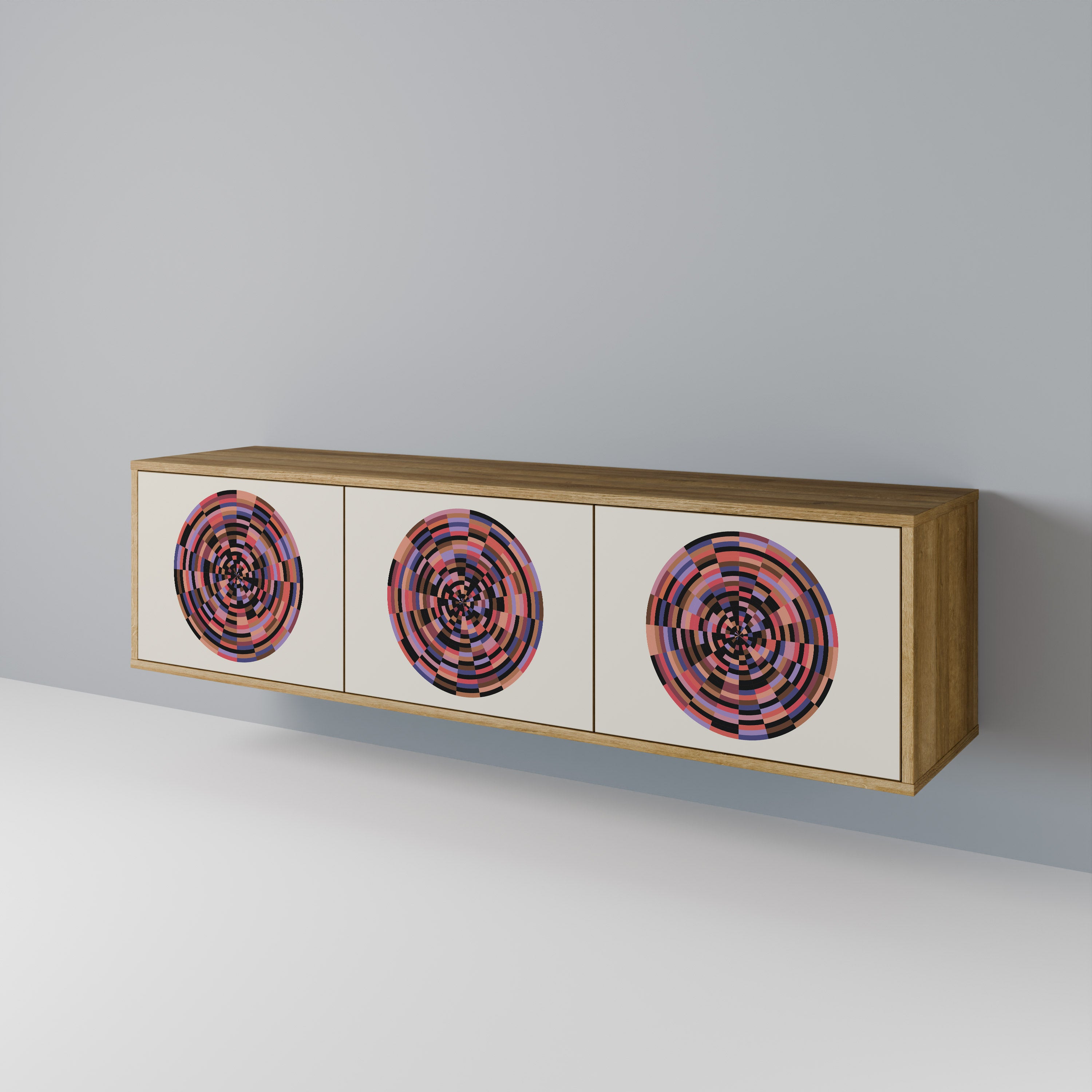 BROWN CIRCLES TV-bänk med 3 dörrar
