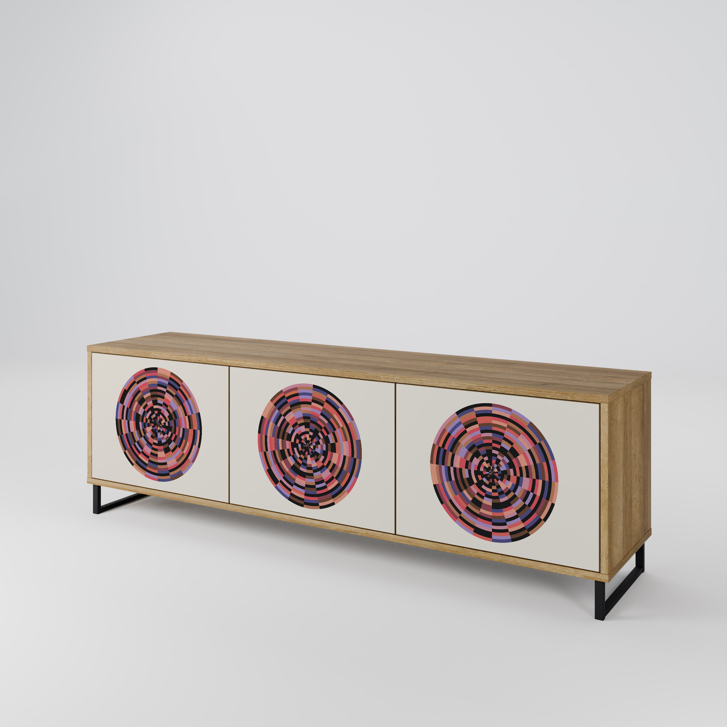 BROWN CIRCLES TV-bänk med 3 dörrar