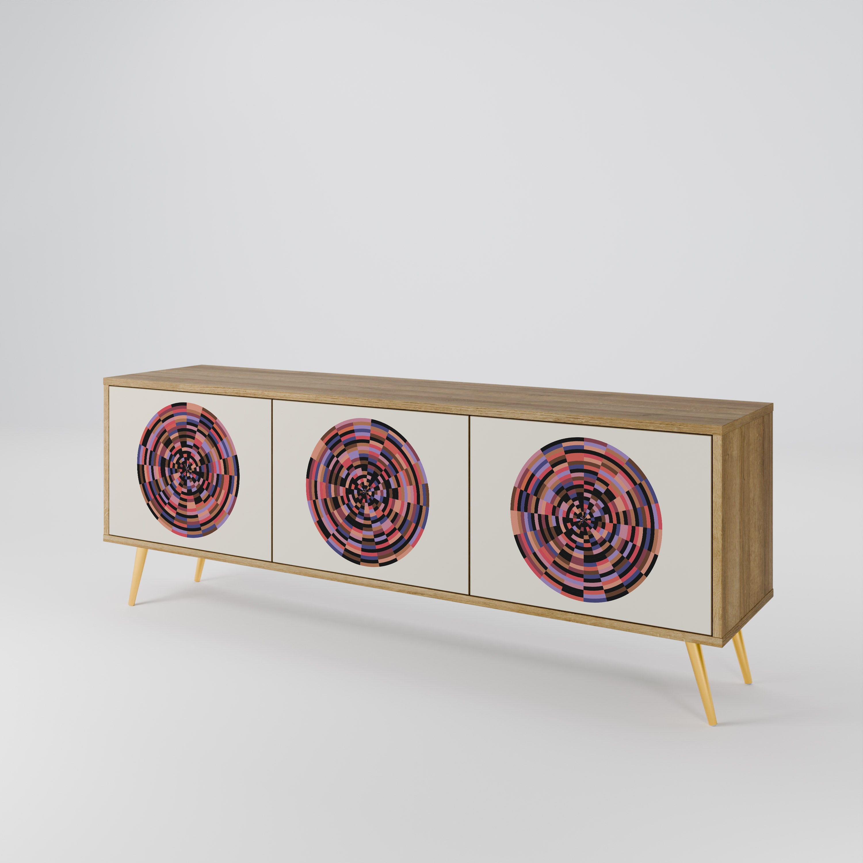BROWN CIRCLES TV-bänk med 3 dörrar