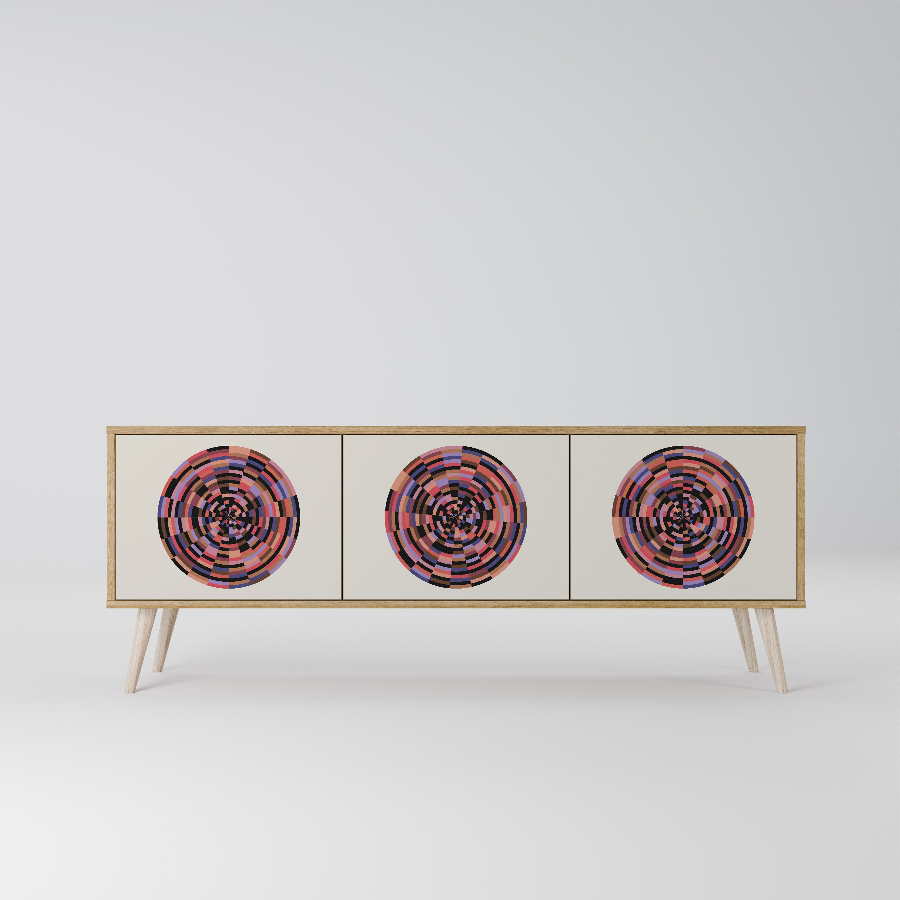 BROWN CIRCLES TV-bänk med 3 dörrar