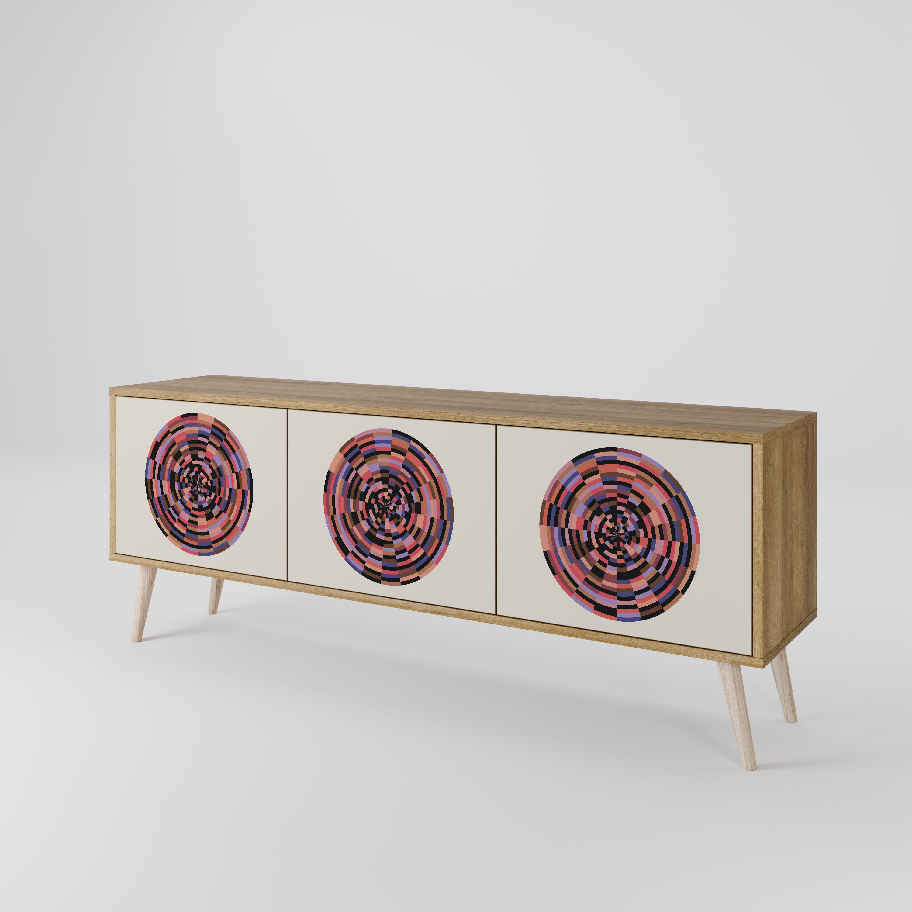 BROWN CIRCLES TV-bänk med 3 dörrar