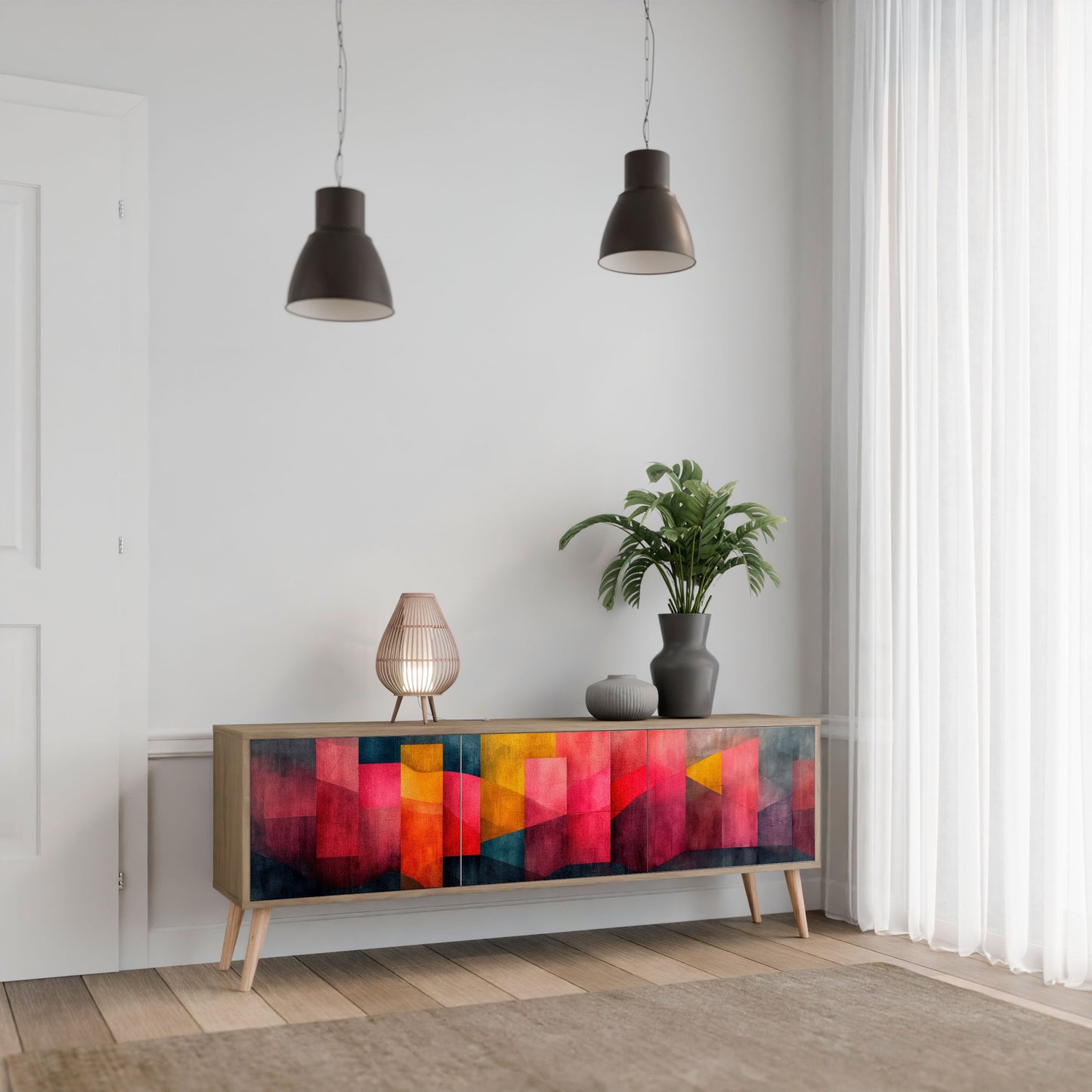 Mobile TV a 3 ante COLORFUL SOUNDS in effetto rovere