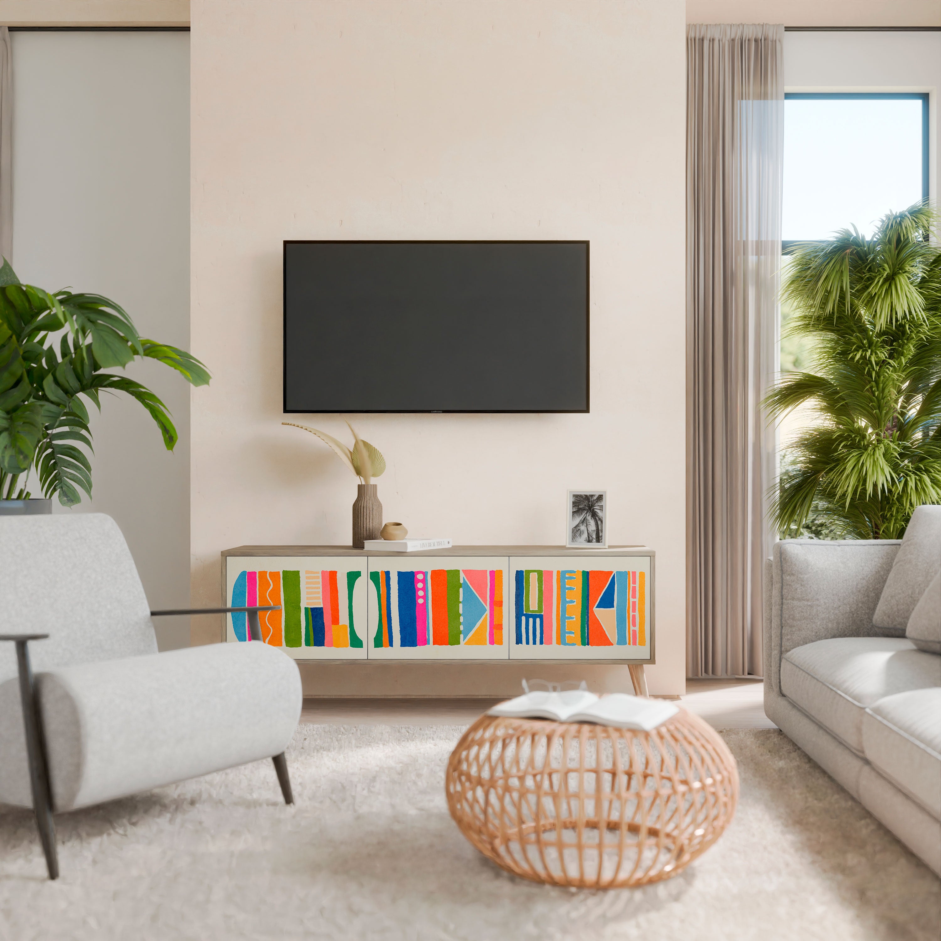 GEOMETRIC SHINE Móvel de TV de 3 Portas