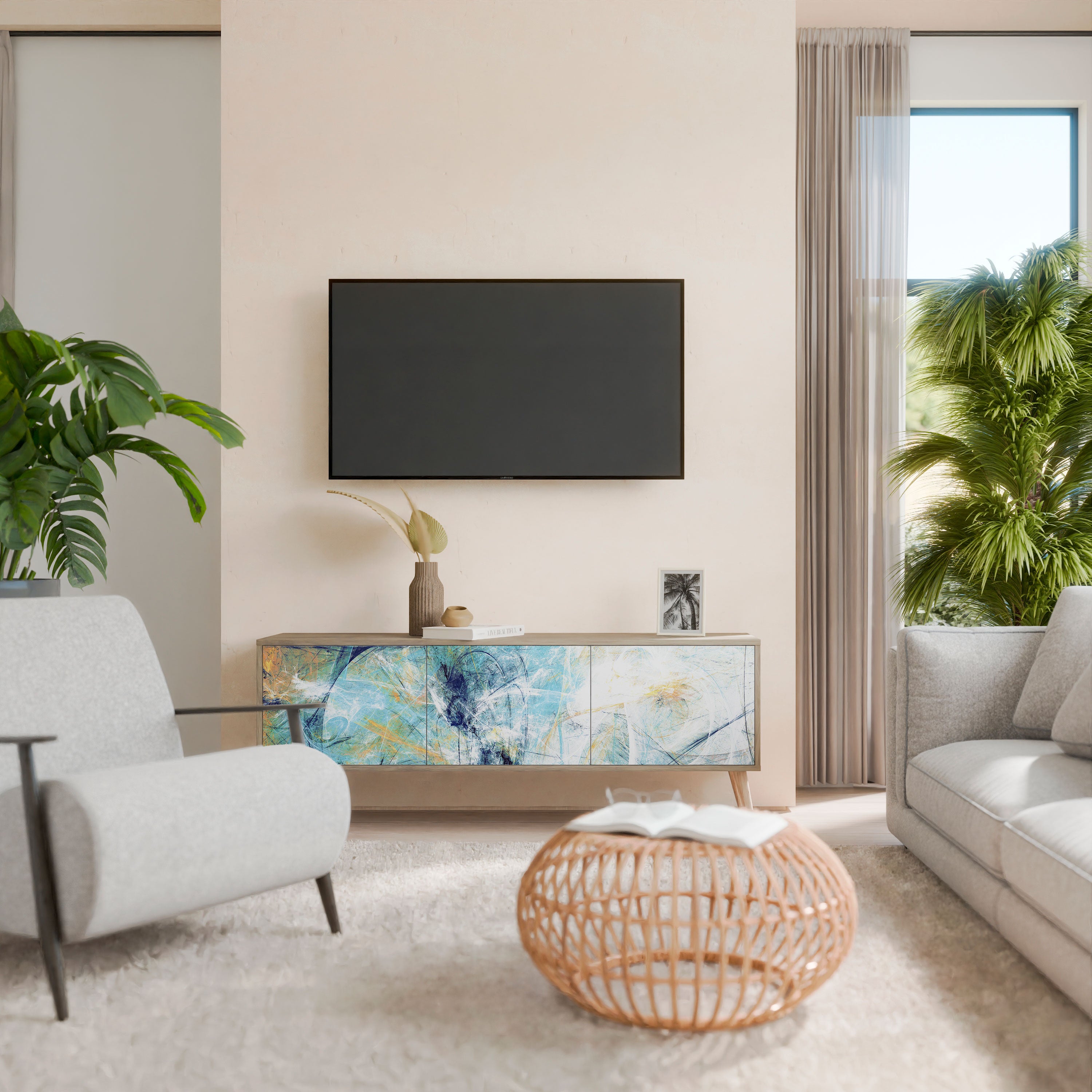 ABSTRACT THOUGHTS Mueble de TV de 3 Puertas