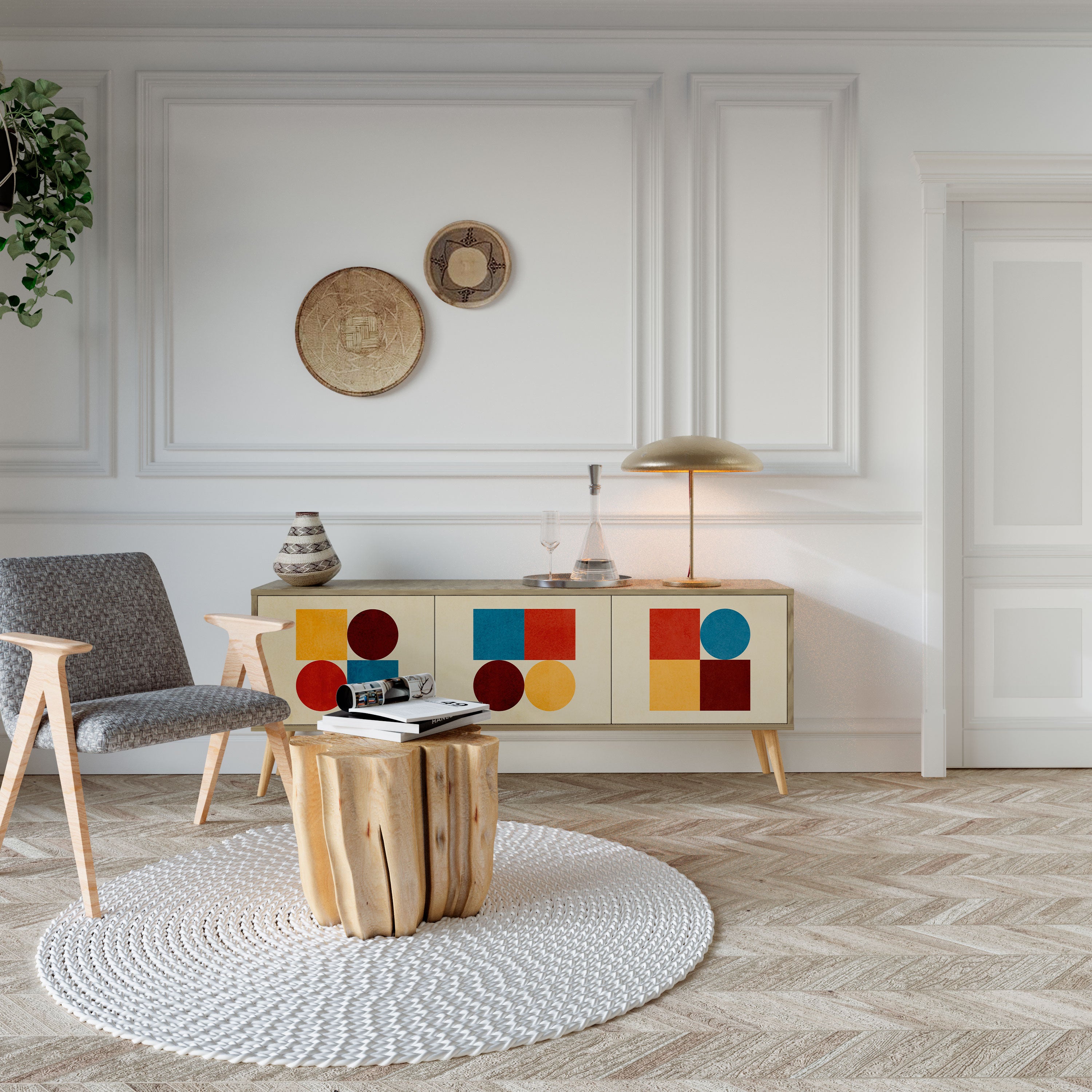 GEOMETRIC PUZZLE Mueble de TV de 3 Puertas