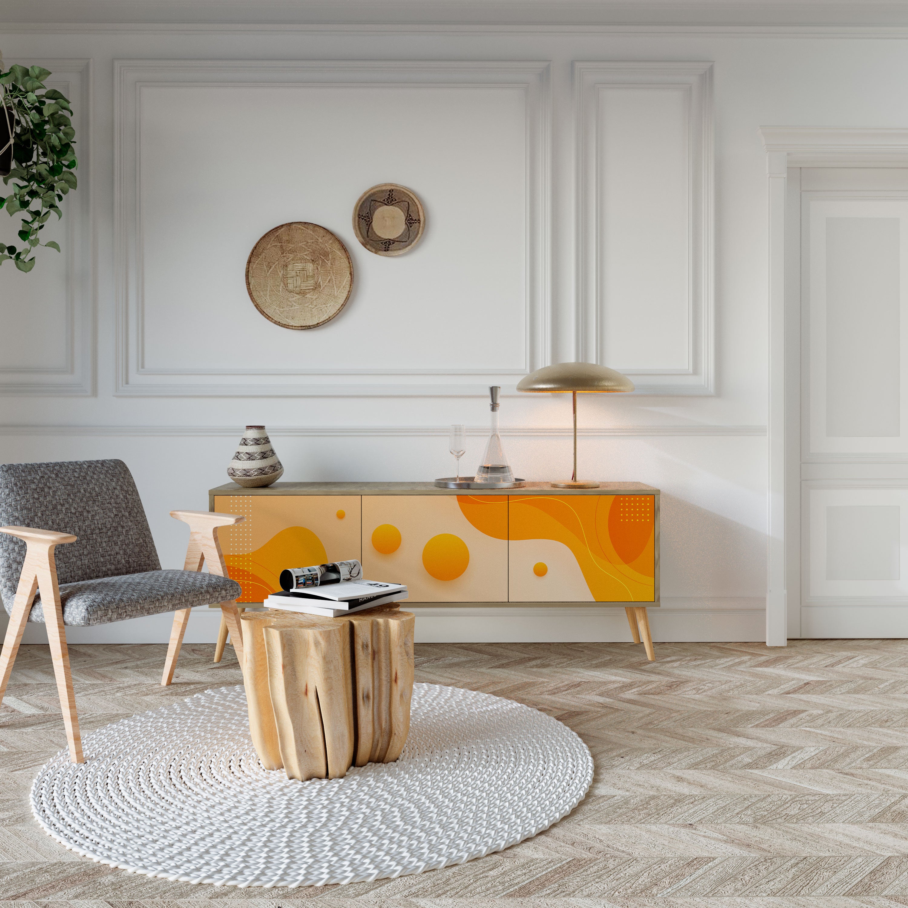 ORANGE ARRANGEMENT Mueble de TV de 3 Puertas