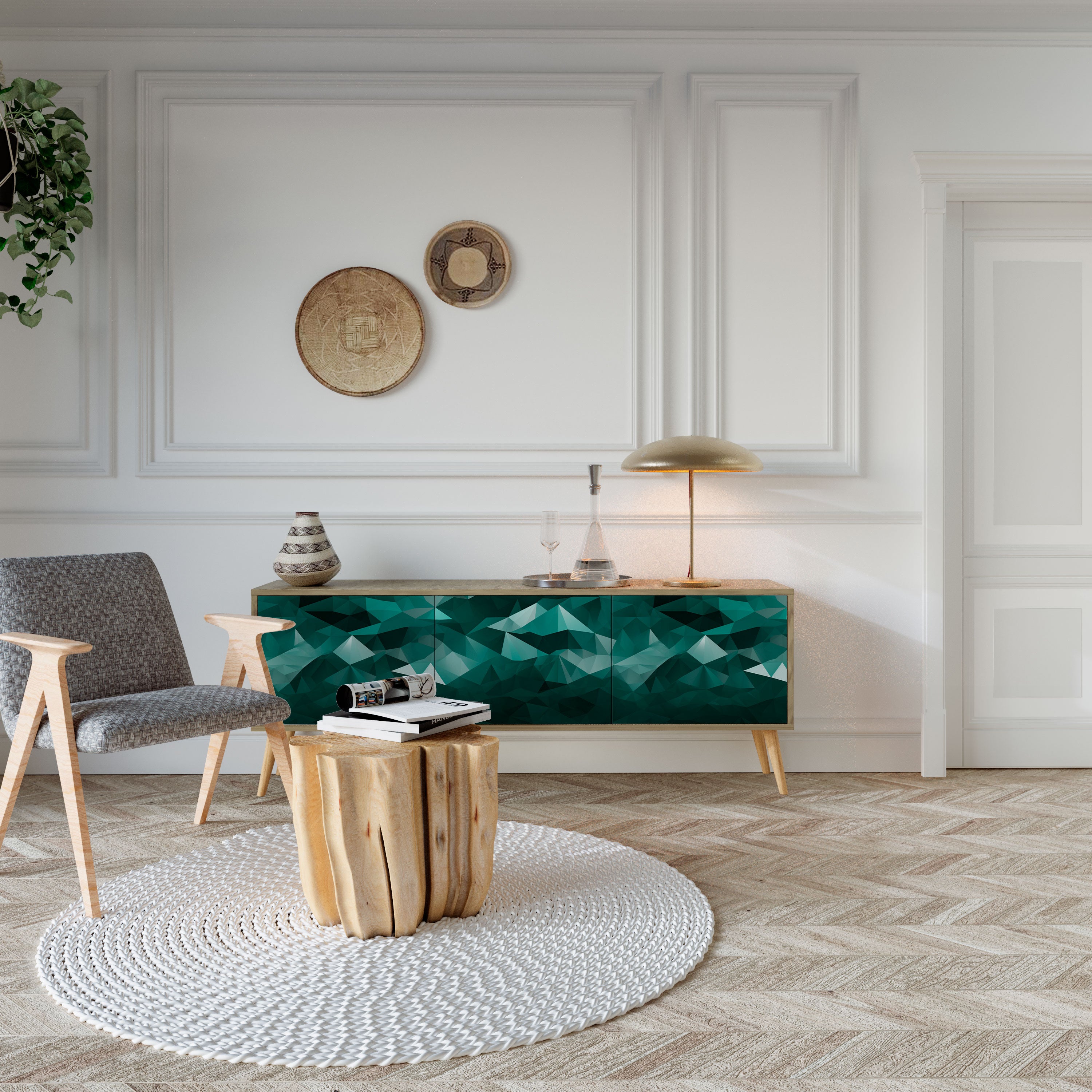 POLYGONAL FLOATING Mueble de TV de 3 Puertas