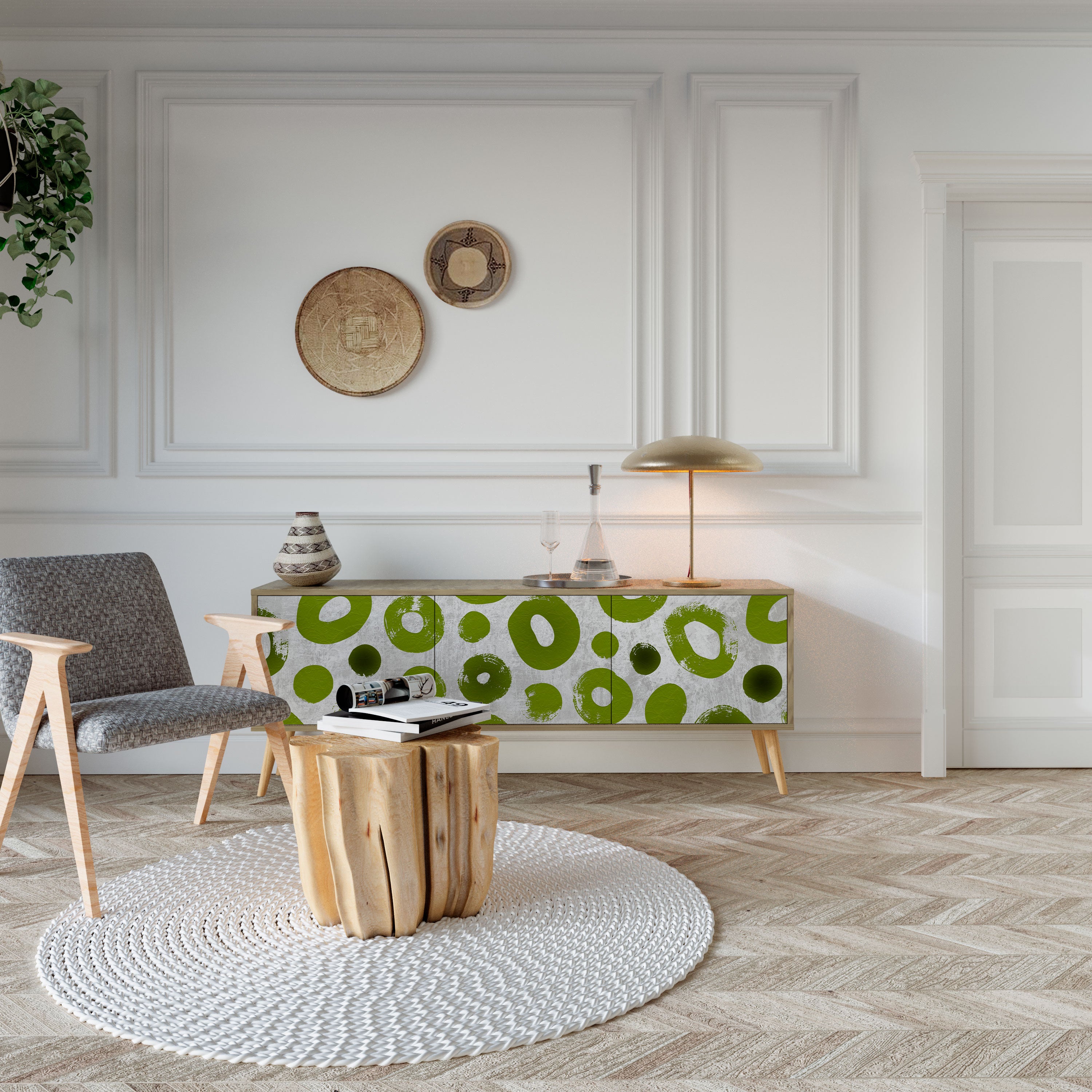 GREEN RHAPSODY Mueble de TV de 3 Puertas