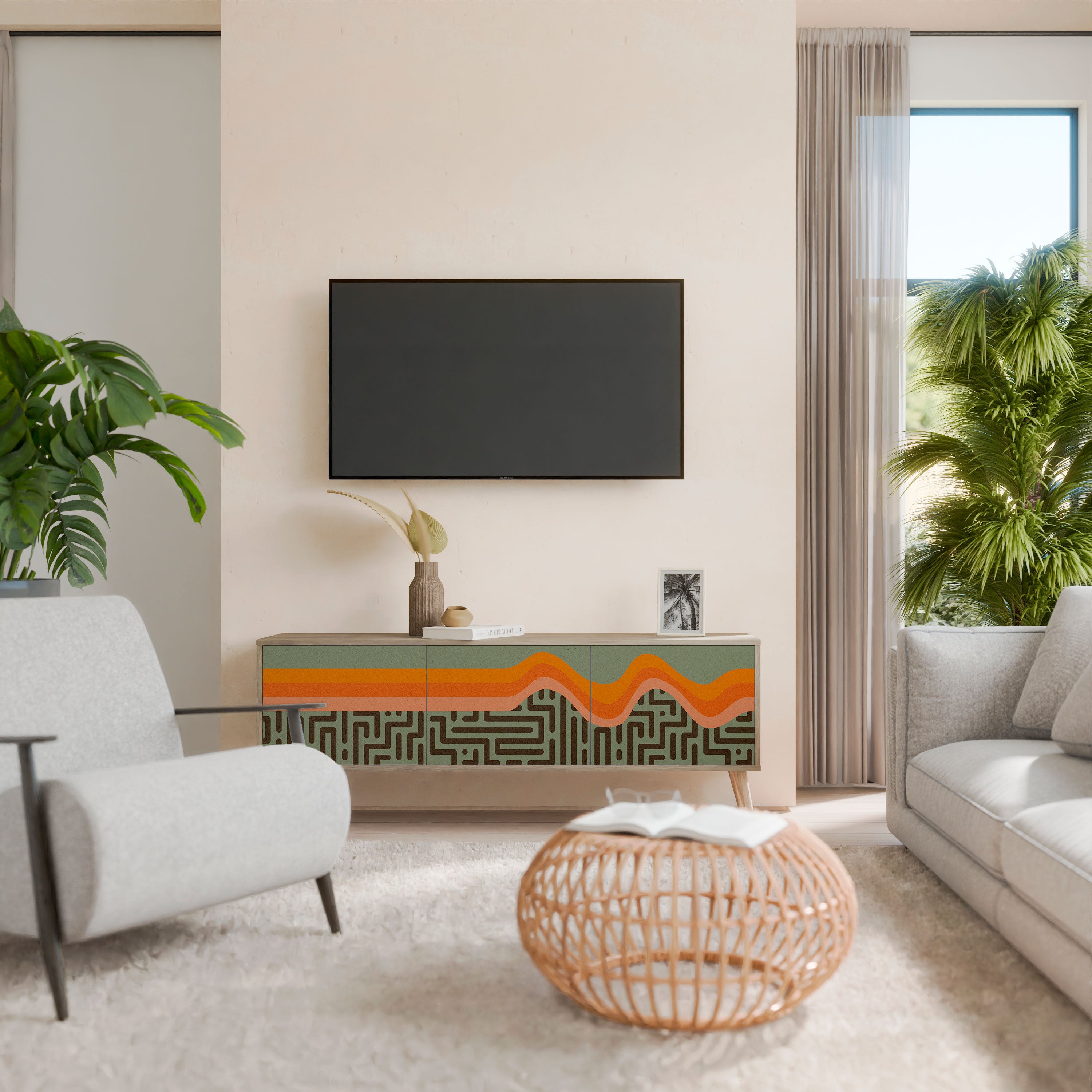 SIMPLE SOLUTIONS Mueble de TV de 3 Puertas