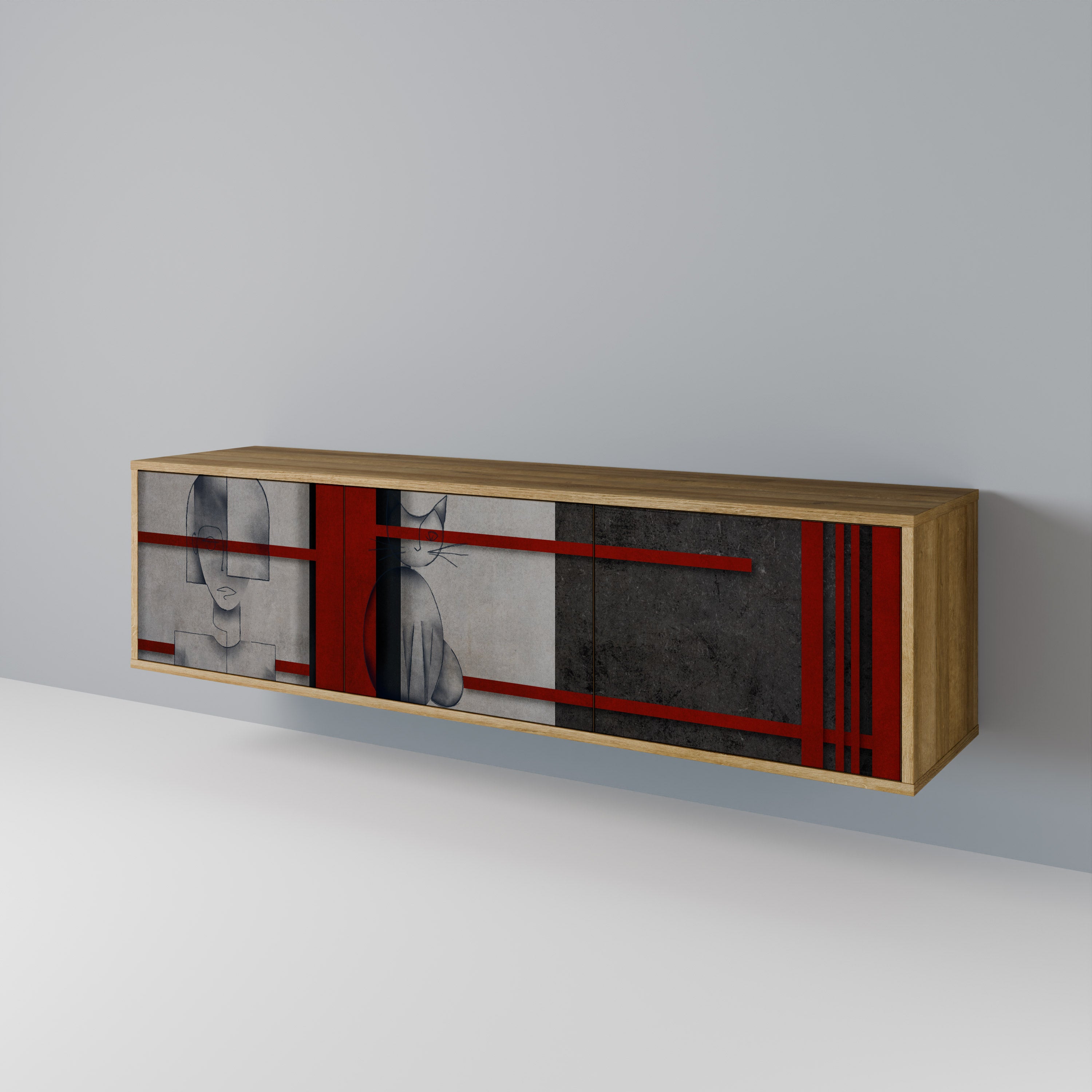 GRAY FIGURES Mueble de TV de 3 Puertas
