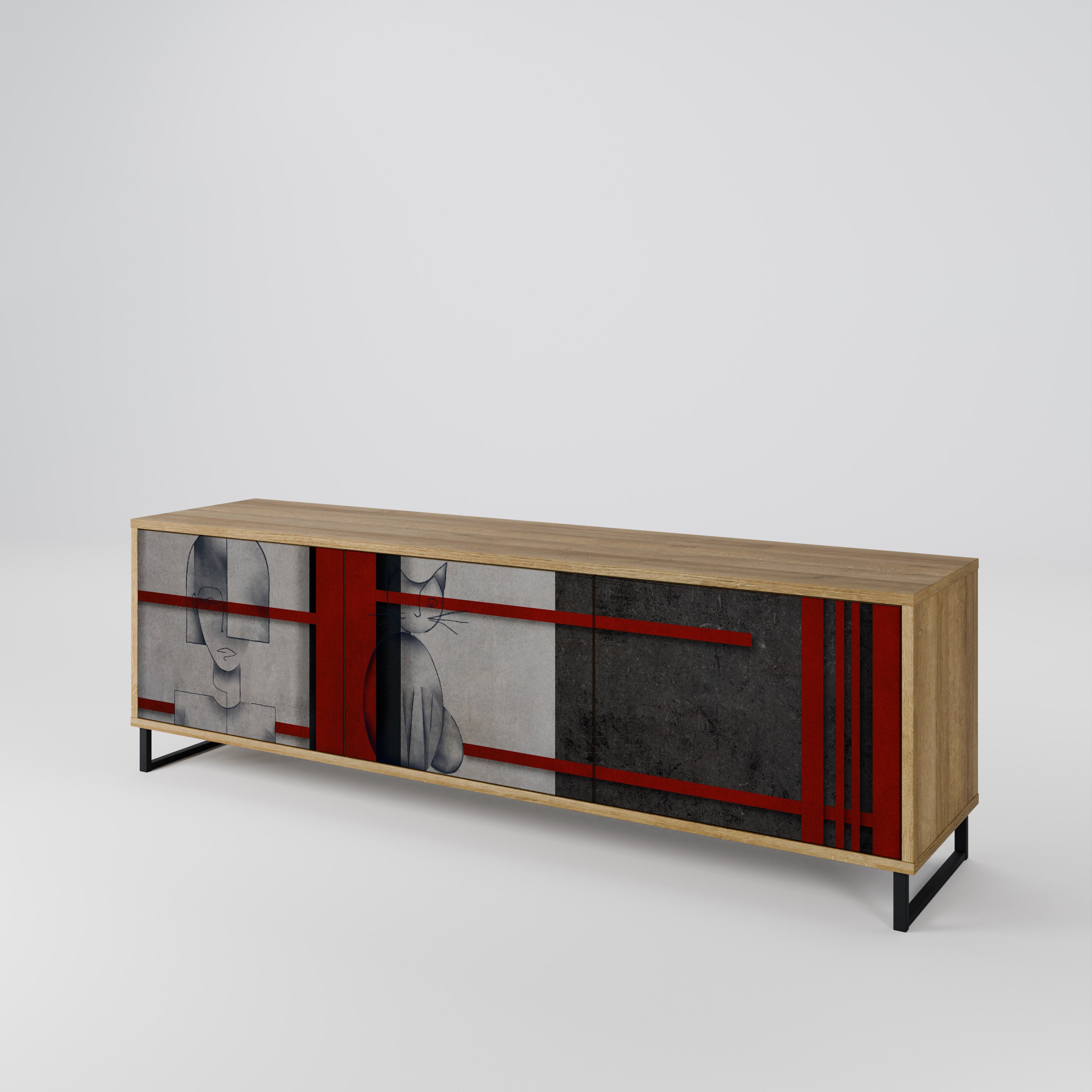 GRAY FIGURES Mueble de TV de 3 Puertas