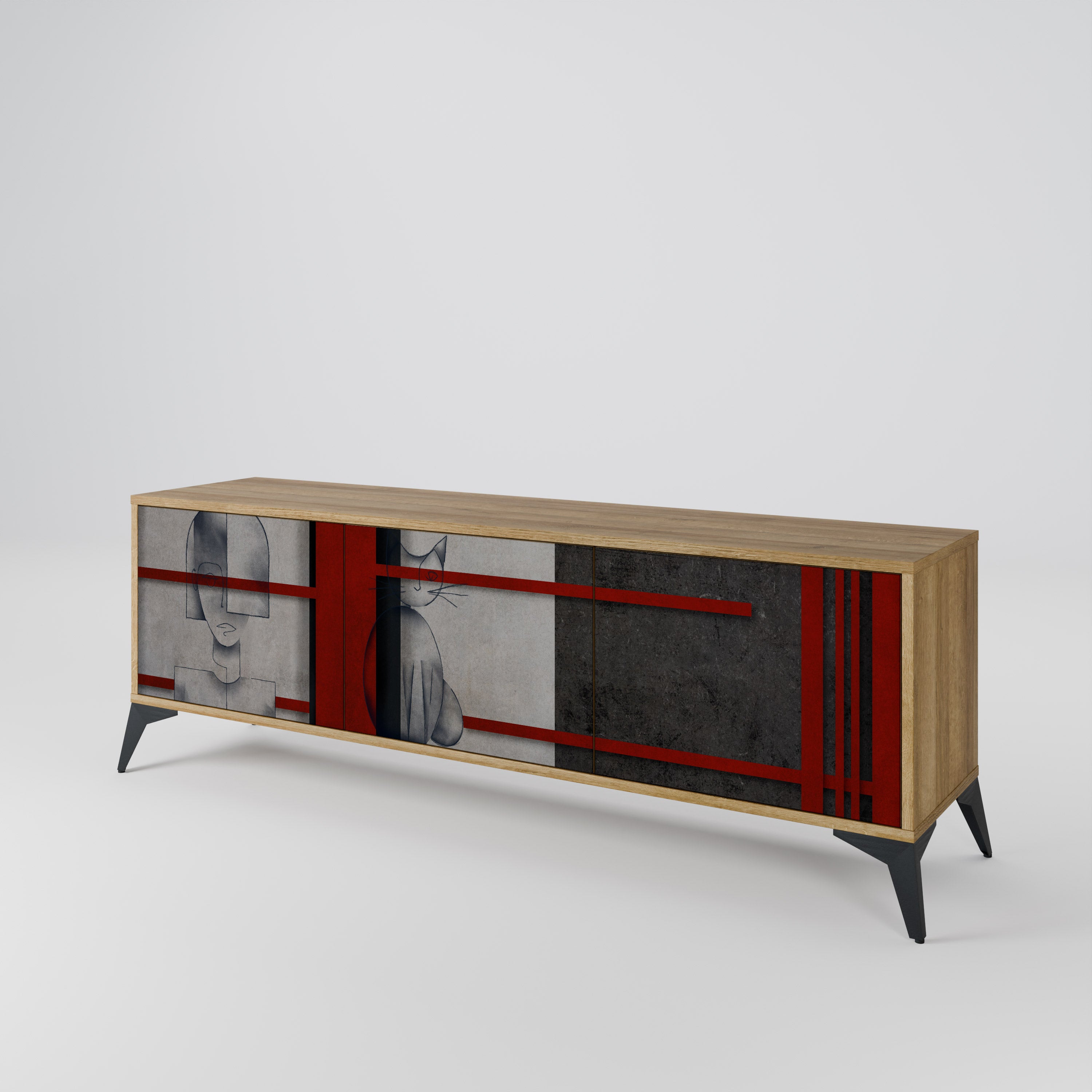 GRAY FIGURES Mueble de TV de 3 Puertas