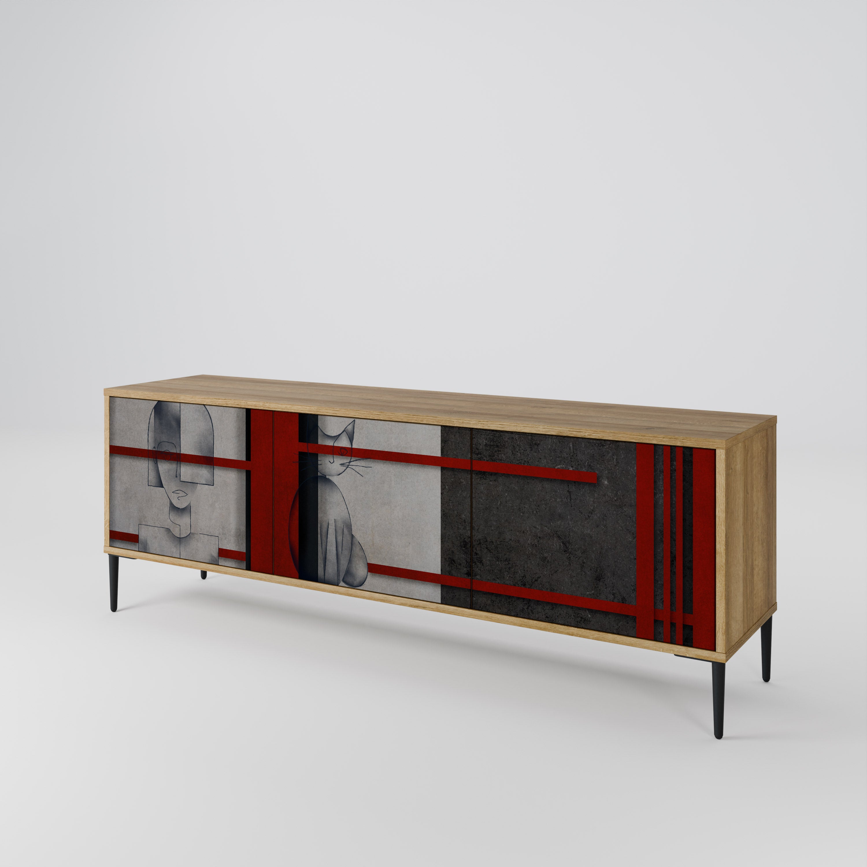 GRAY FIGURES Mueble de TV de 3 Puertas