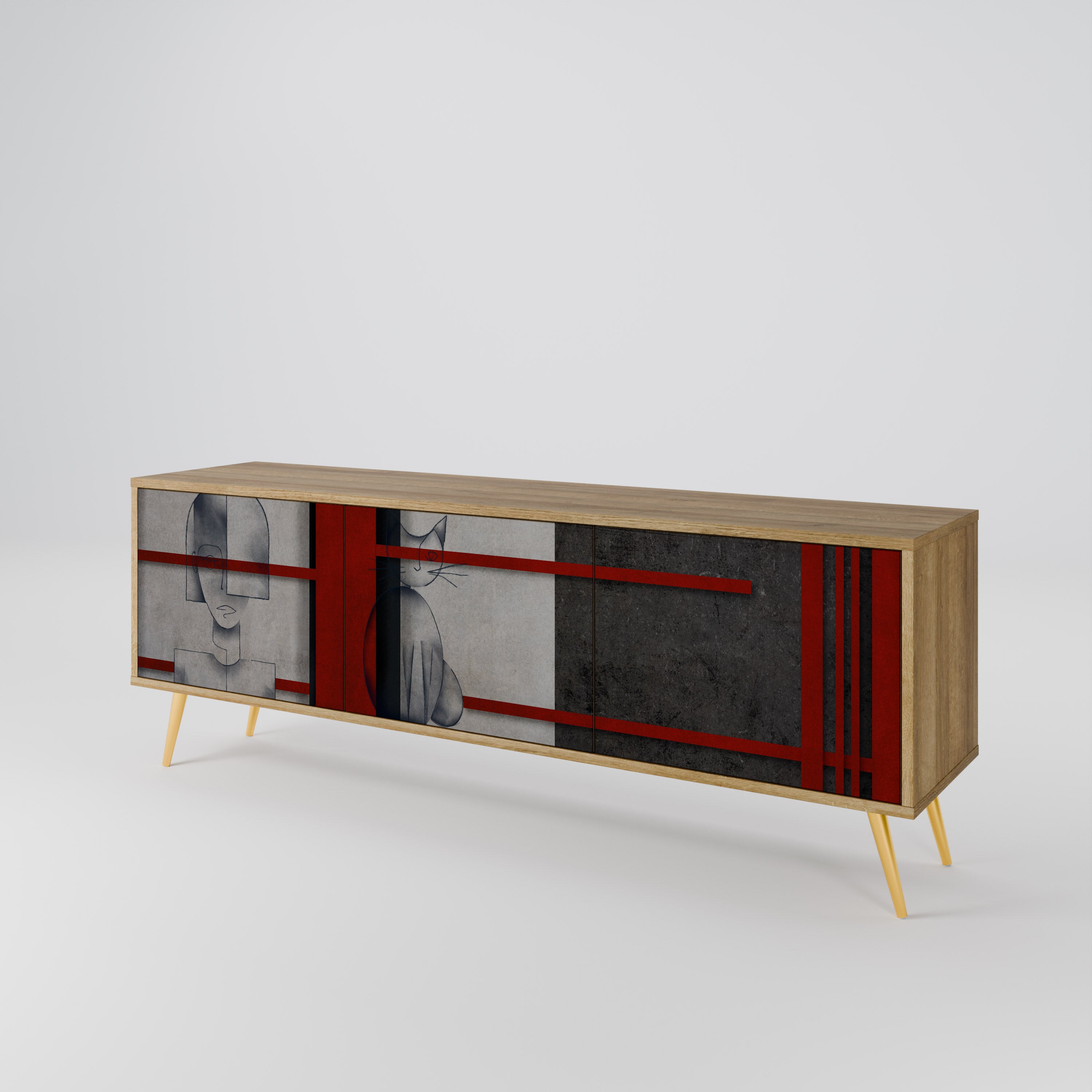 GRAY FIGURES Mueble de TV de 3 Puertas