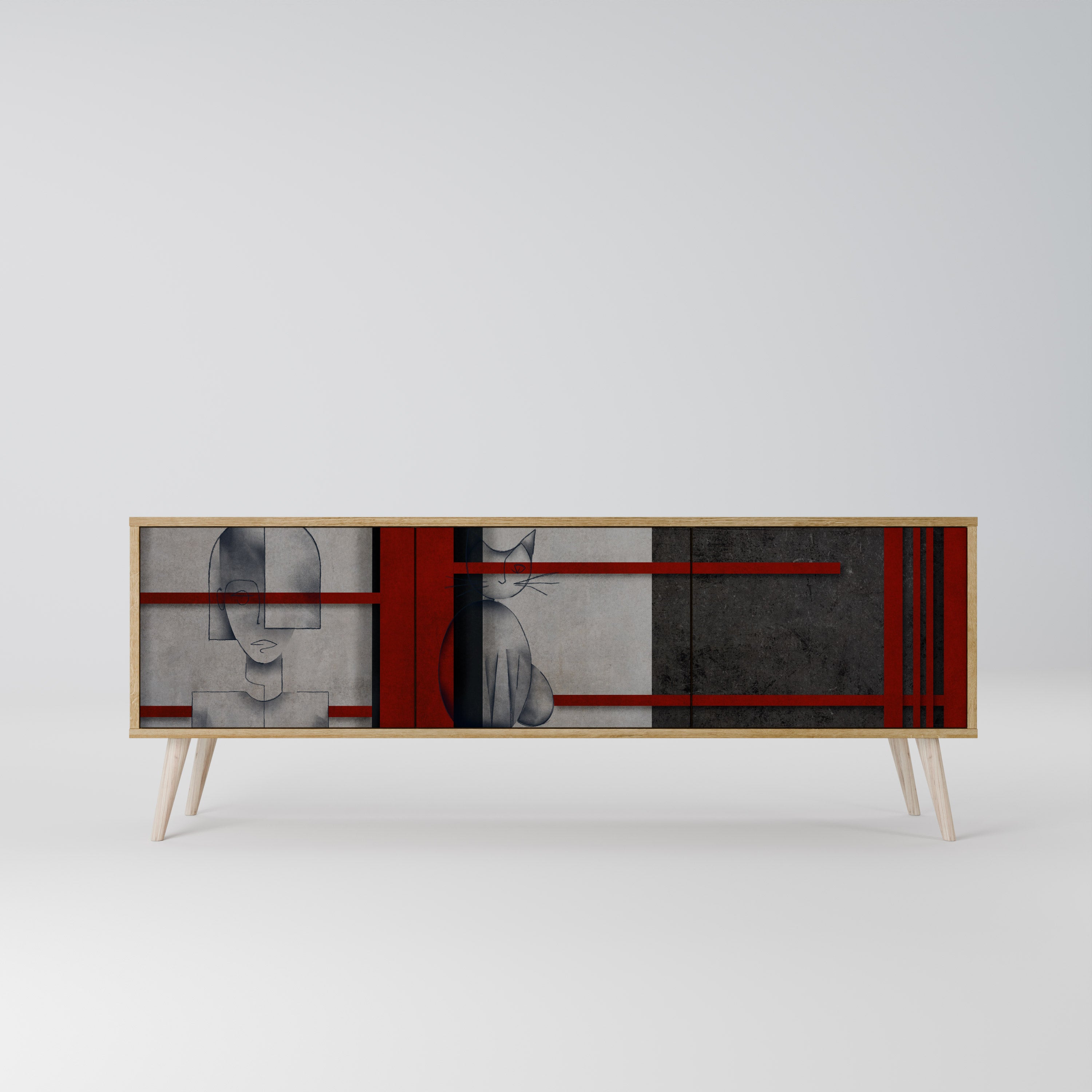 GRAY FIGURES Mueble de TV de 3 Puertas