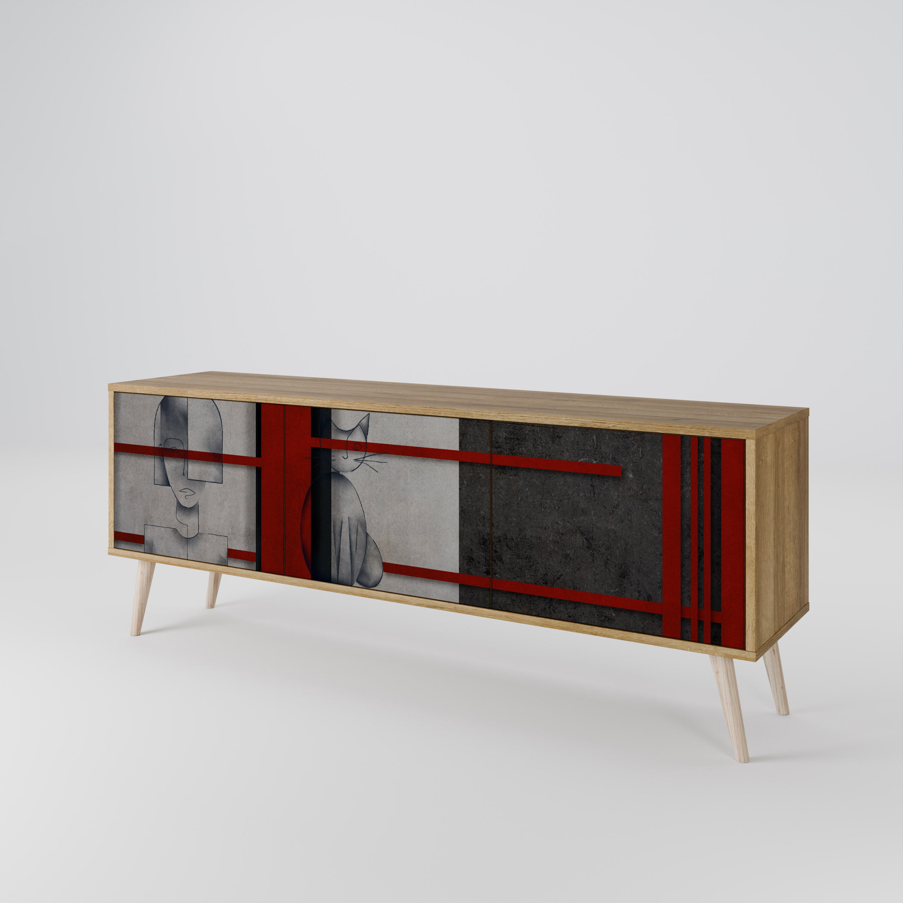 GRAY FIGURES Mueble de TV de 3 Puertas
