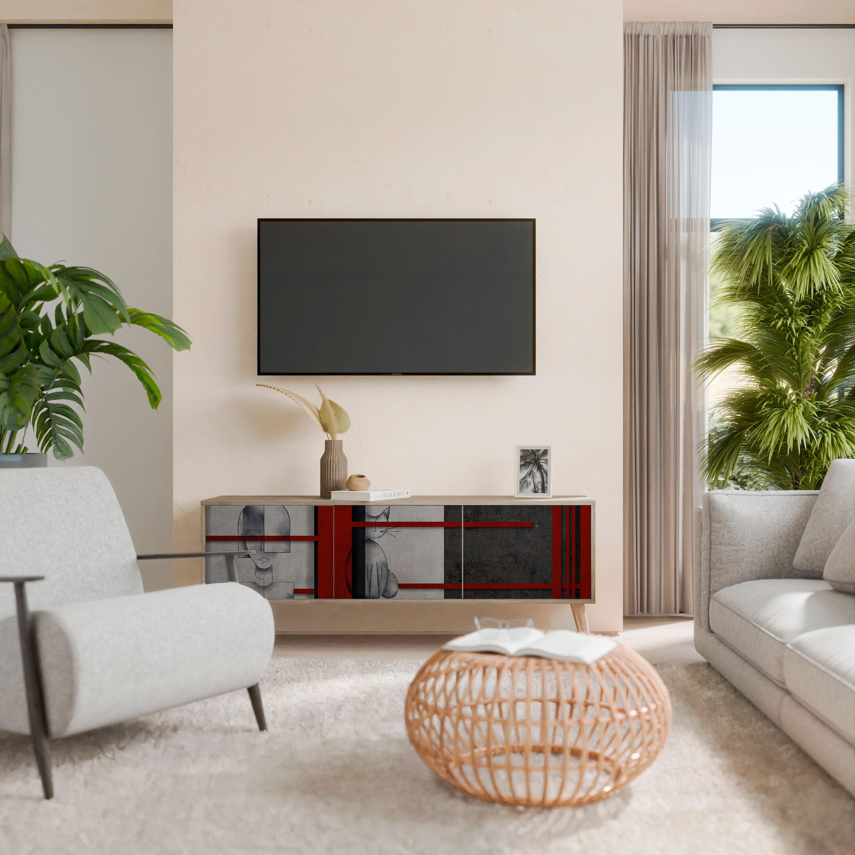 GRAY FIGURES Mueble de TV de 3 Puertas