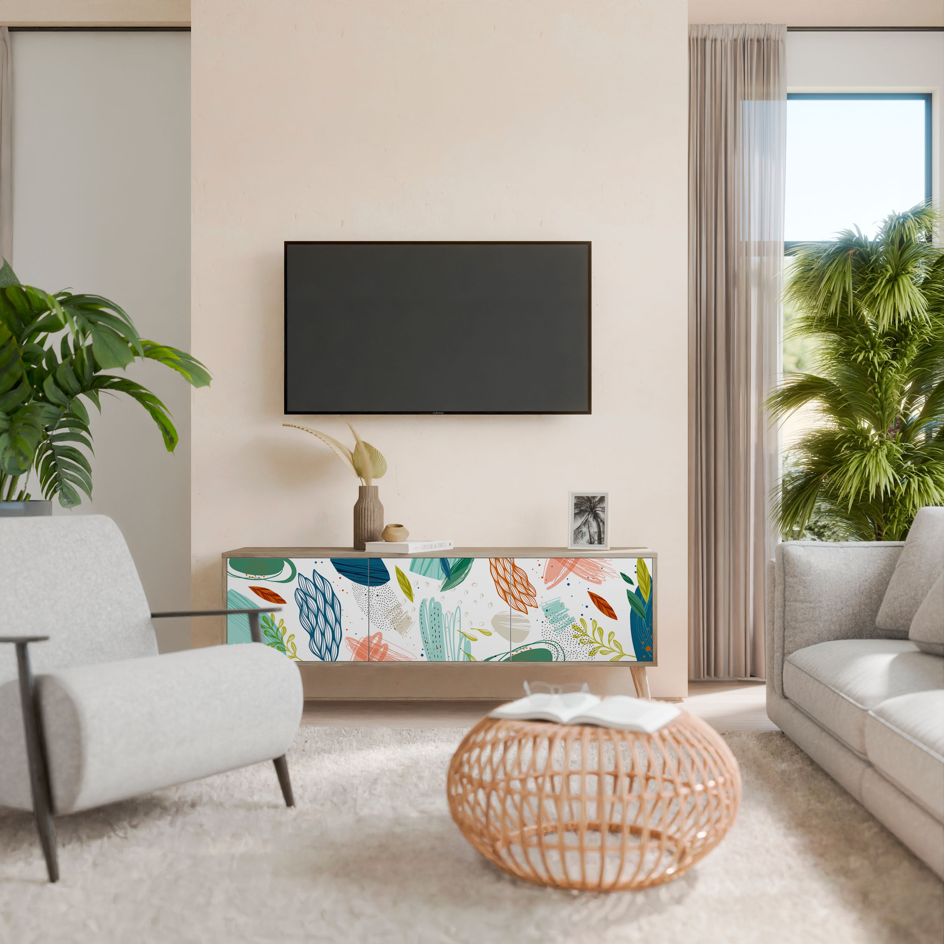 BOTANICAL HURRICANE Mueble de TV de 3 Puertas