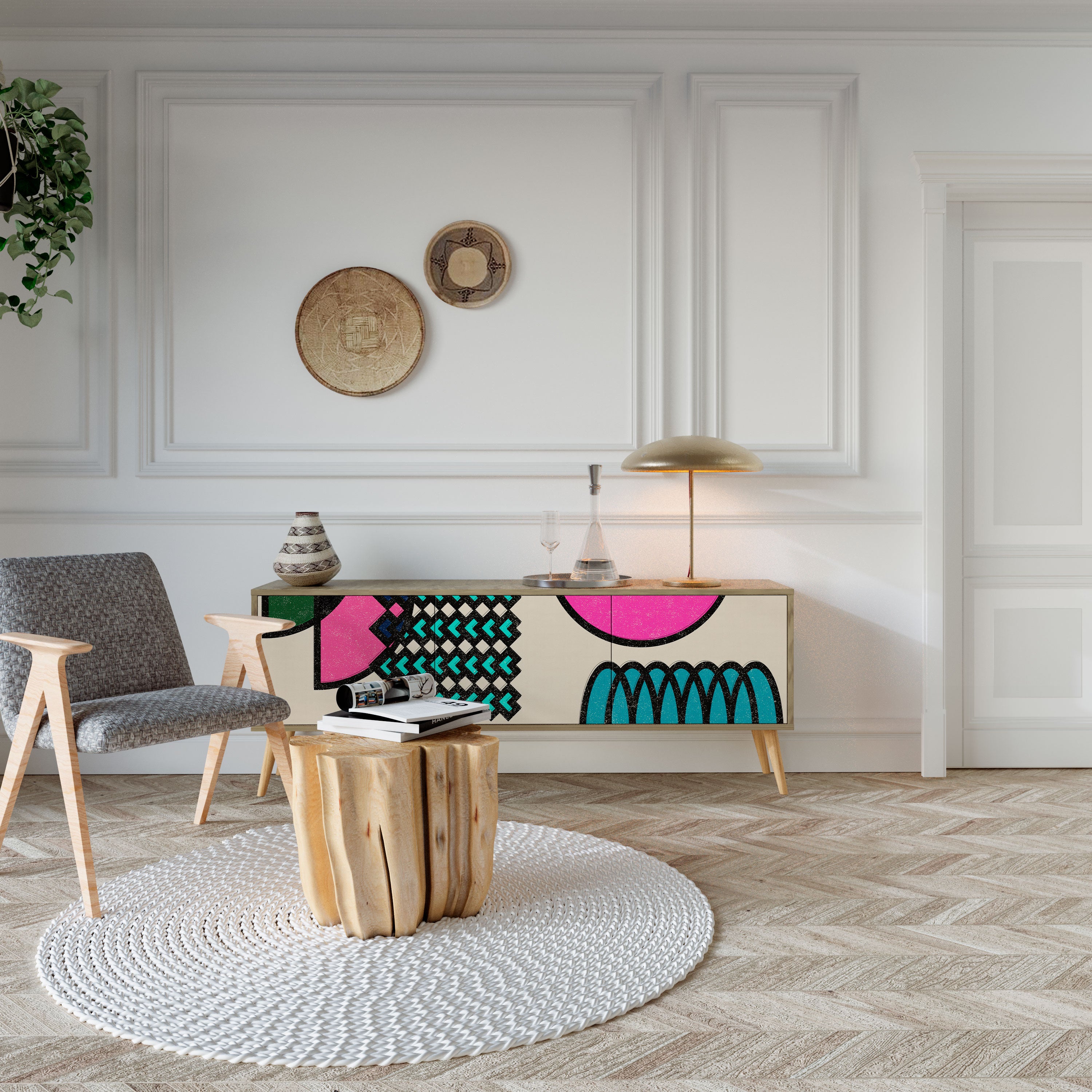 GEOMETRIC RHAPSODY Mueble de TV de 3 Puertas
