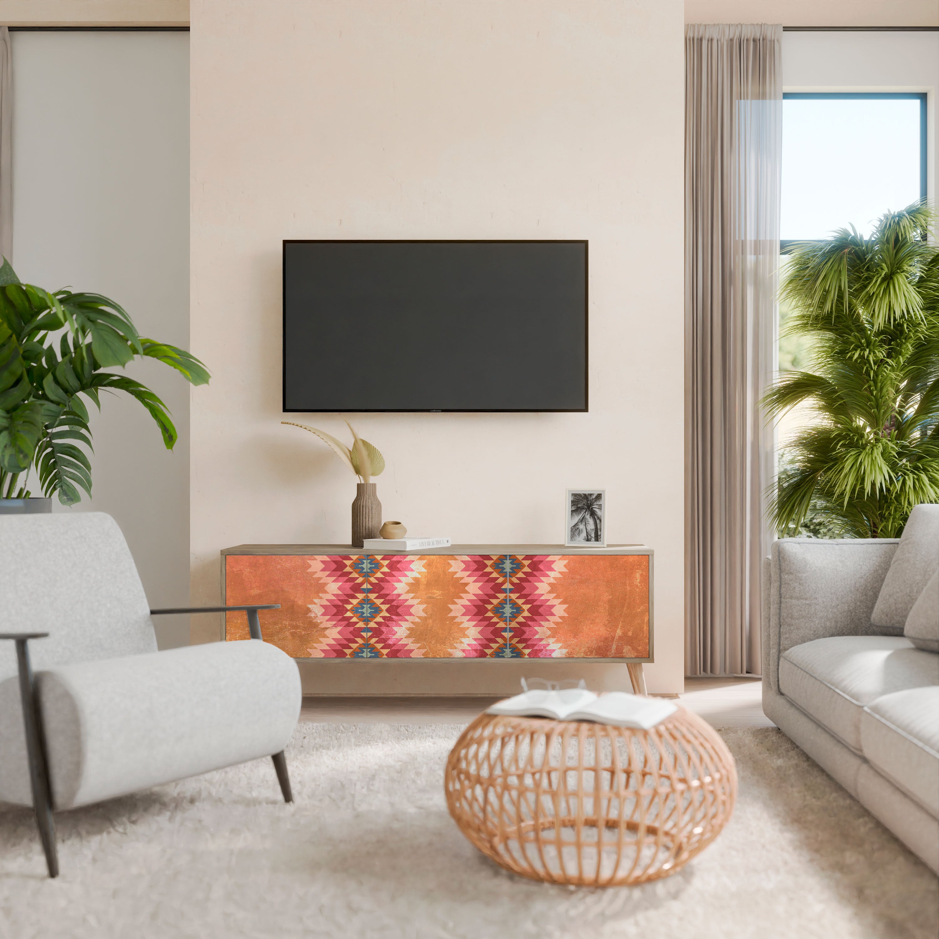 INDIAN FOLK Mueble de TV de 3 Puertas