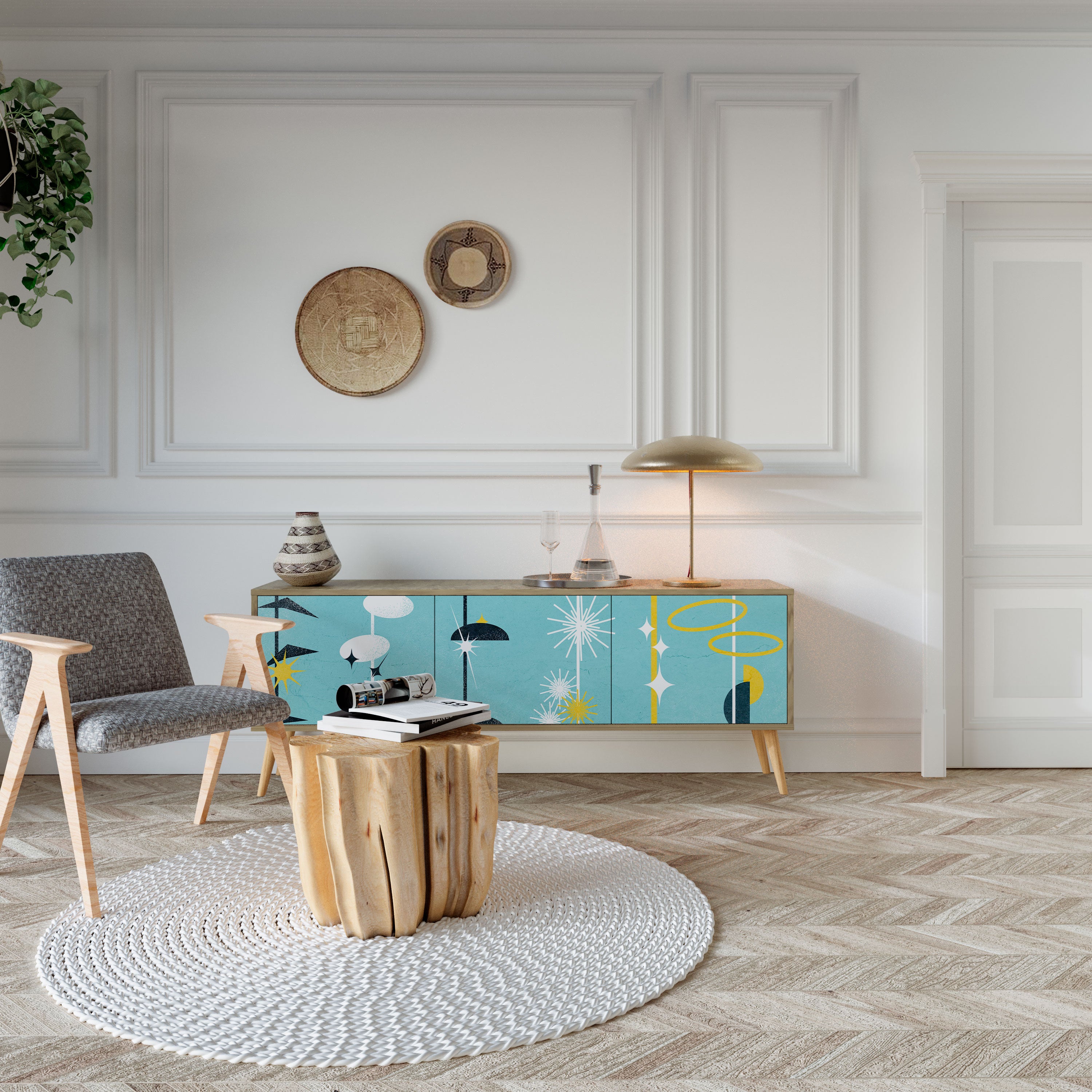 PATHS TO HAPPINESS Mueble de TV de 3 Puertas