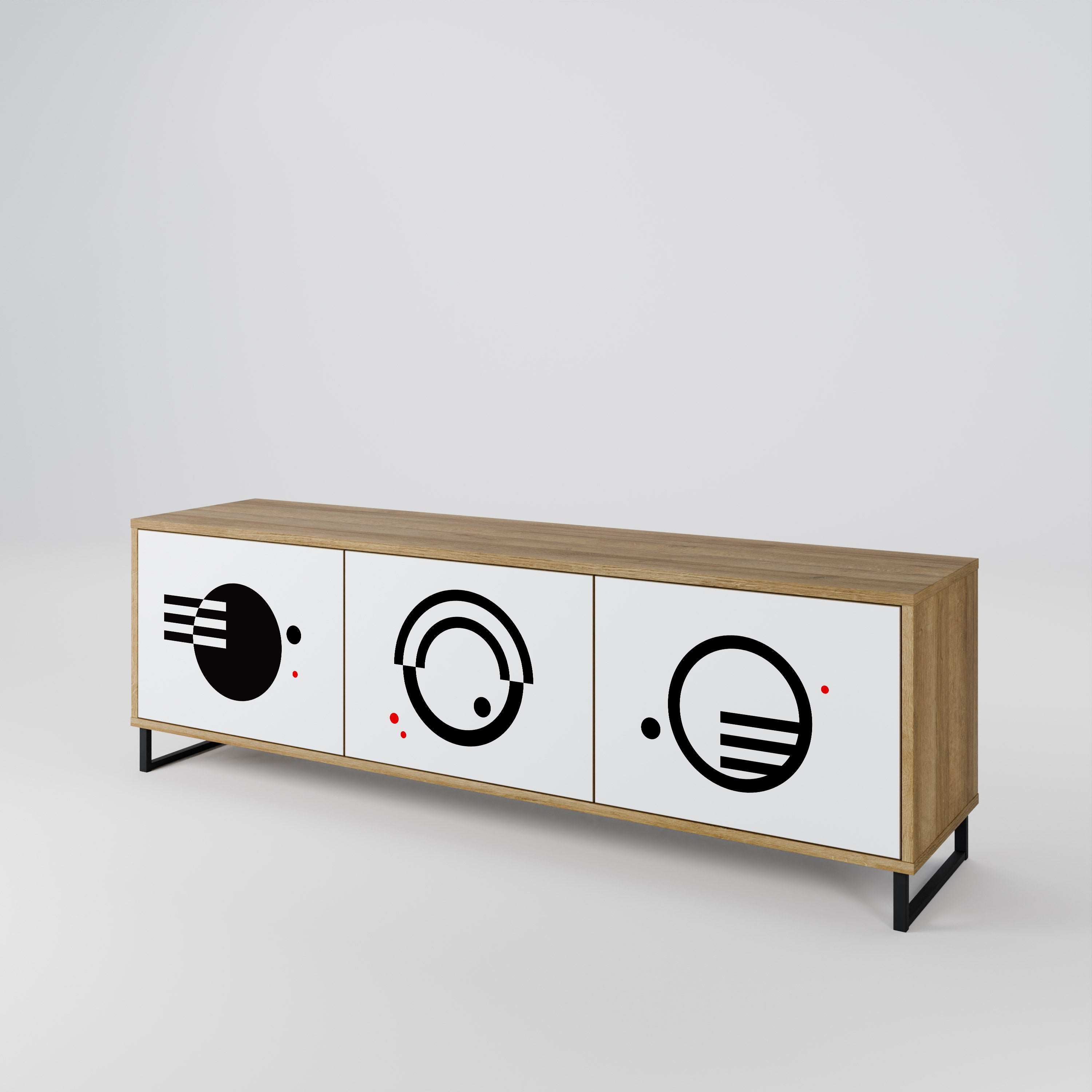 BLACK AND WHITE COMBINATION Mueble de TV de 3 Puertas