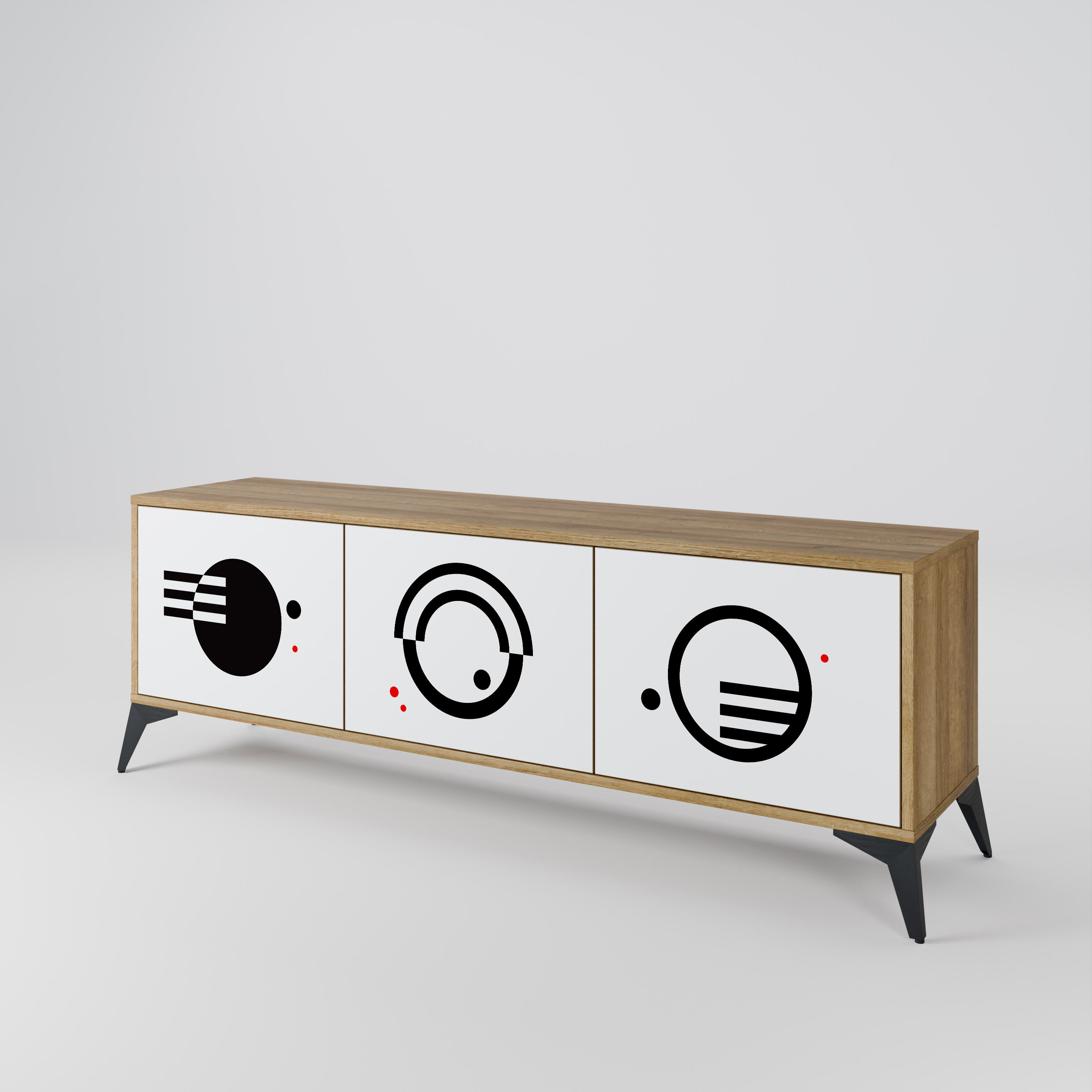 BLACK AND WHITE COMBINATION Mueble de TV de 3 Puertas