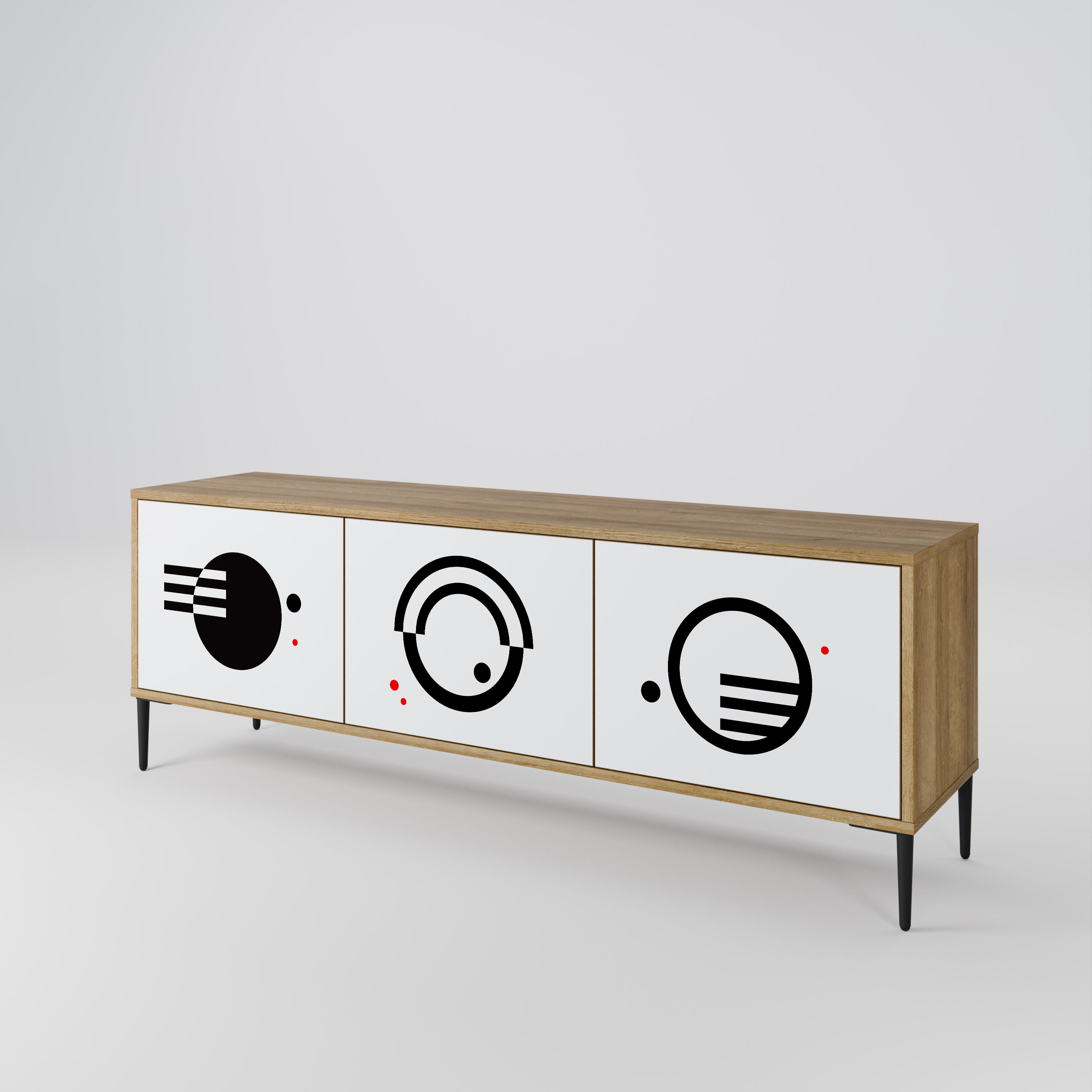 BLACK AND WHITE COMBINATION Mueble de TV de 3 Puertas