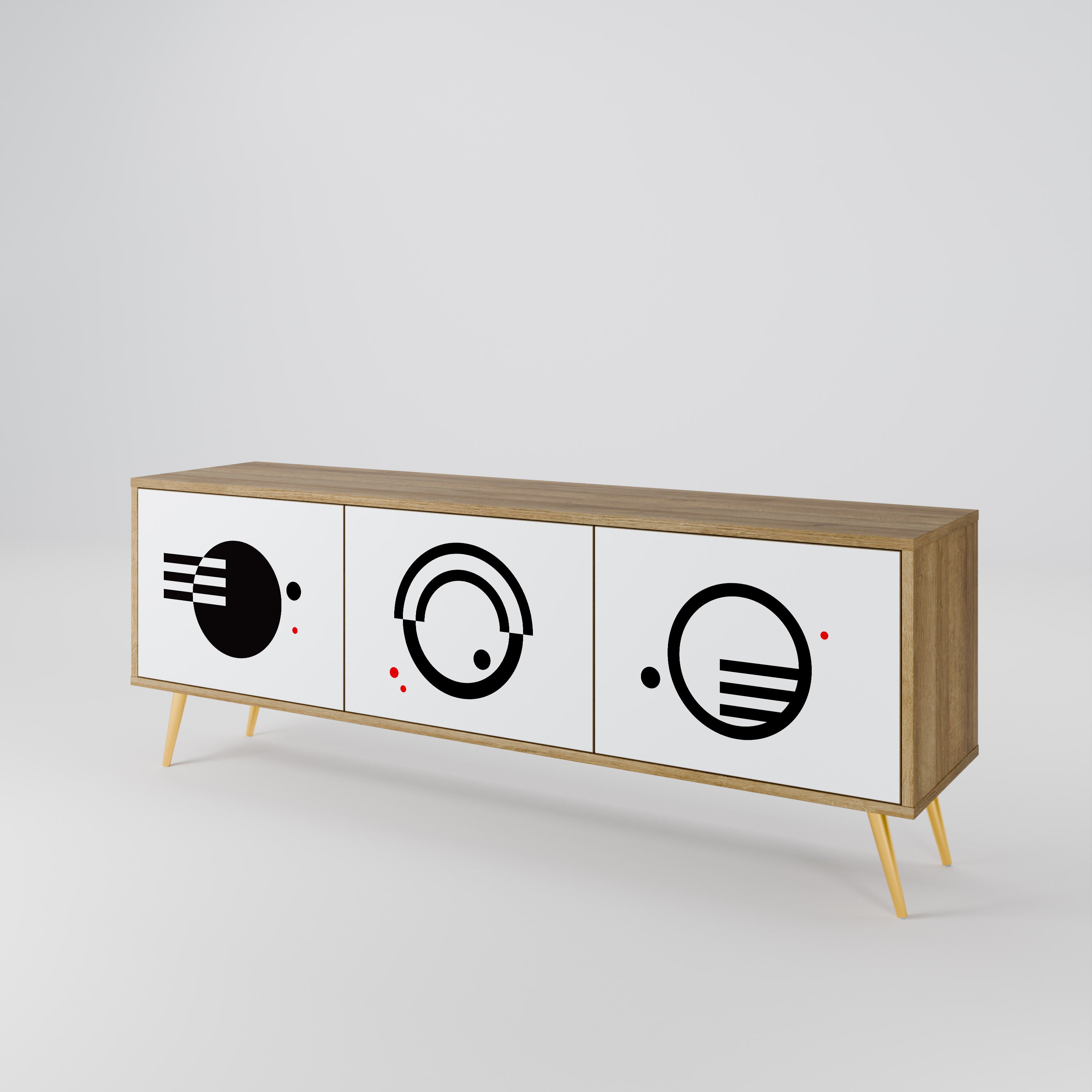 BLACK AND WHITE COMBINATION Mueble de TV de 3 Puertas