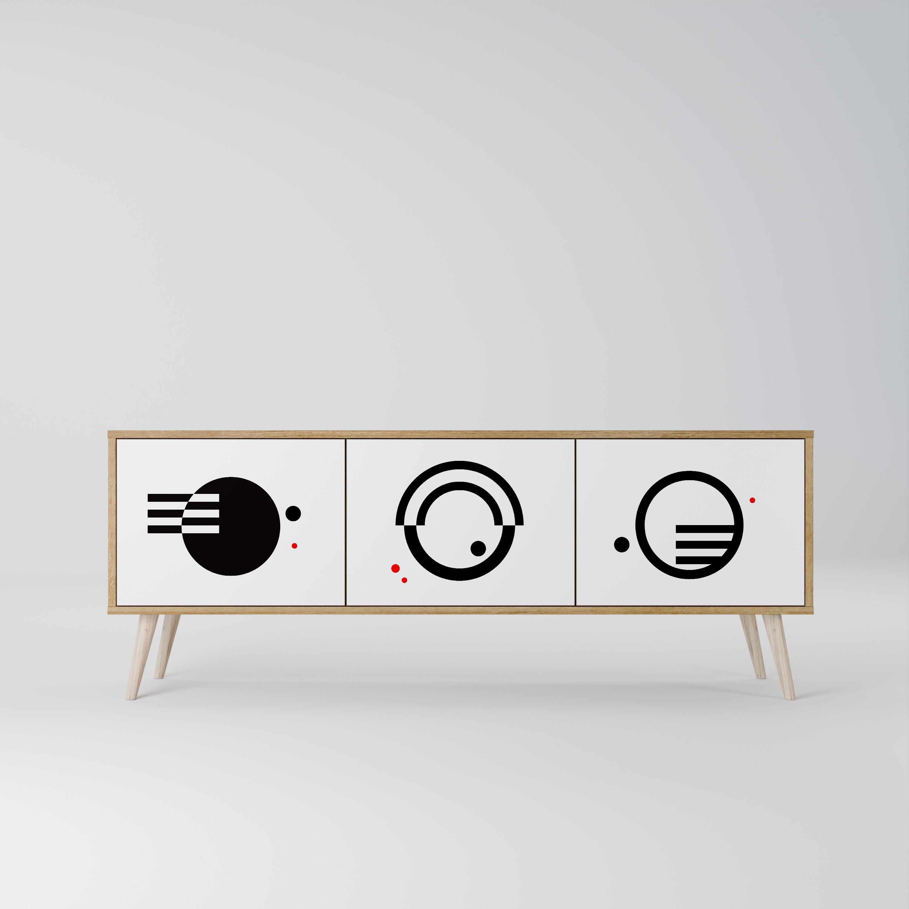 BLACK AND WHITE COMBINATION Mueble de TV de 3 Puertas
