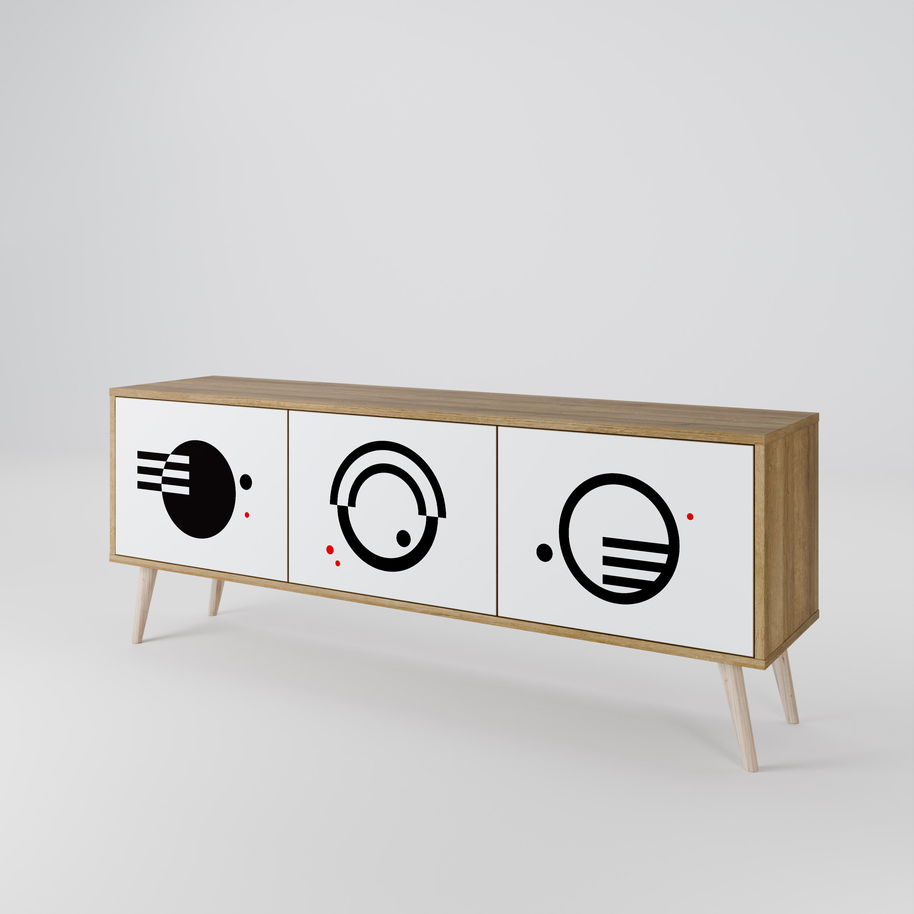 BLACK AND WHITE COMBINATION Mueble de TV de 3 Puertas