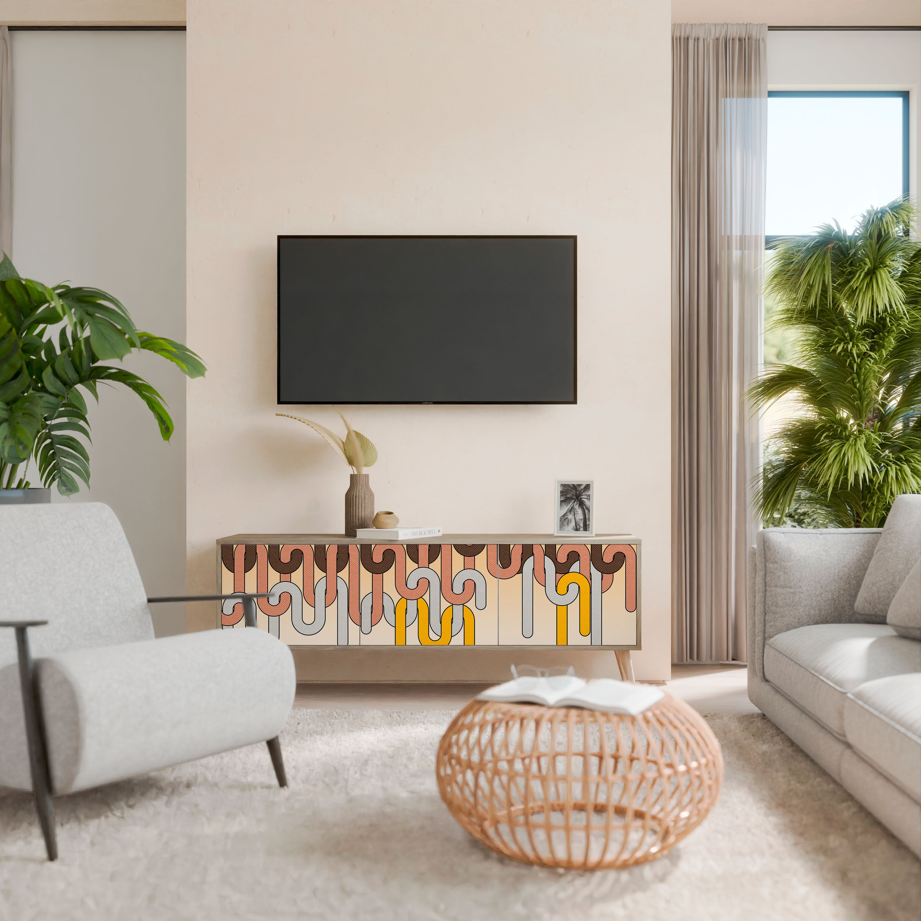 COLORFUL STRINGS Mueble de TV de 3 Puertas