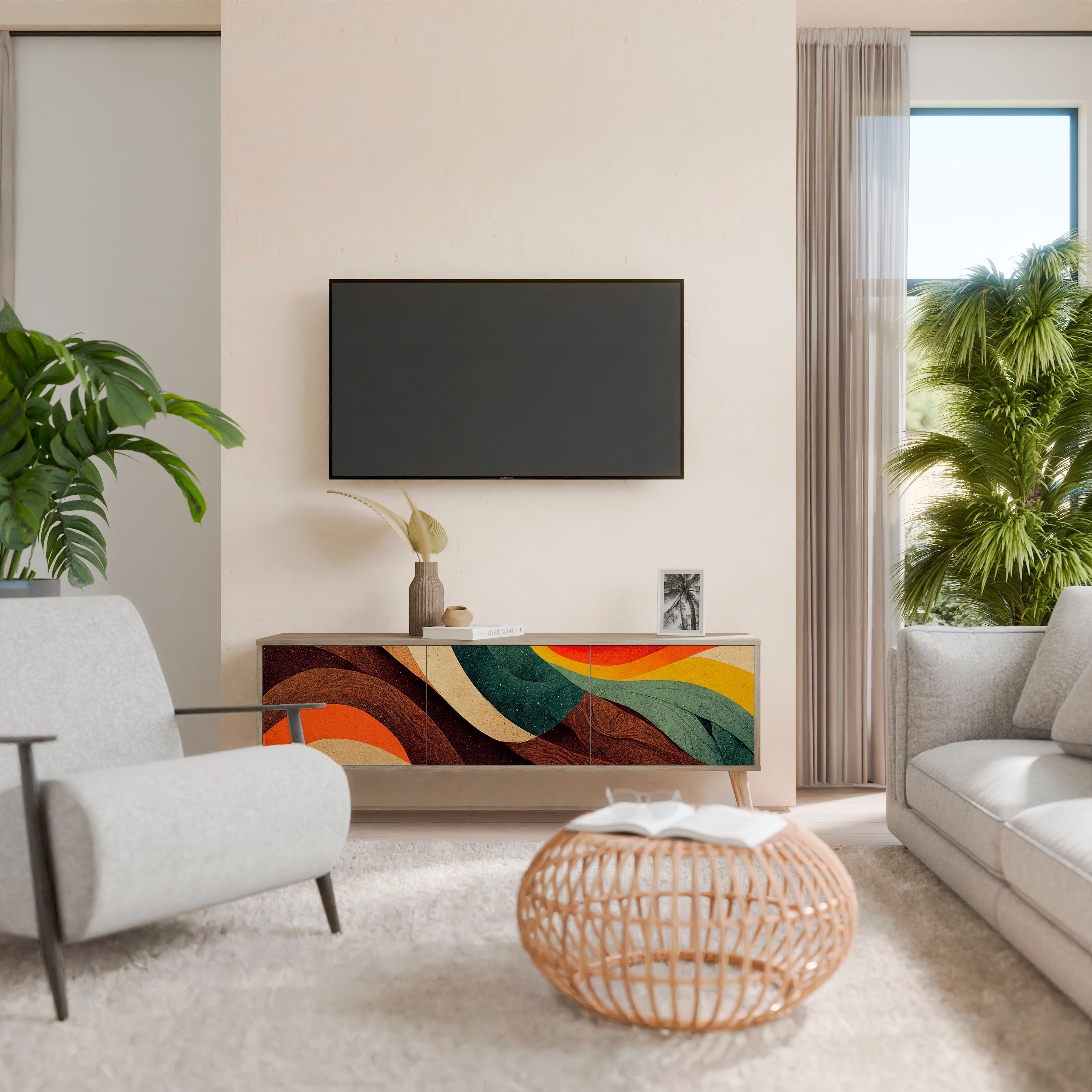 COLORFUL STRANDS 3-Door TV Cabinet