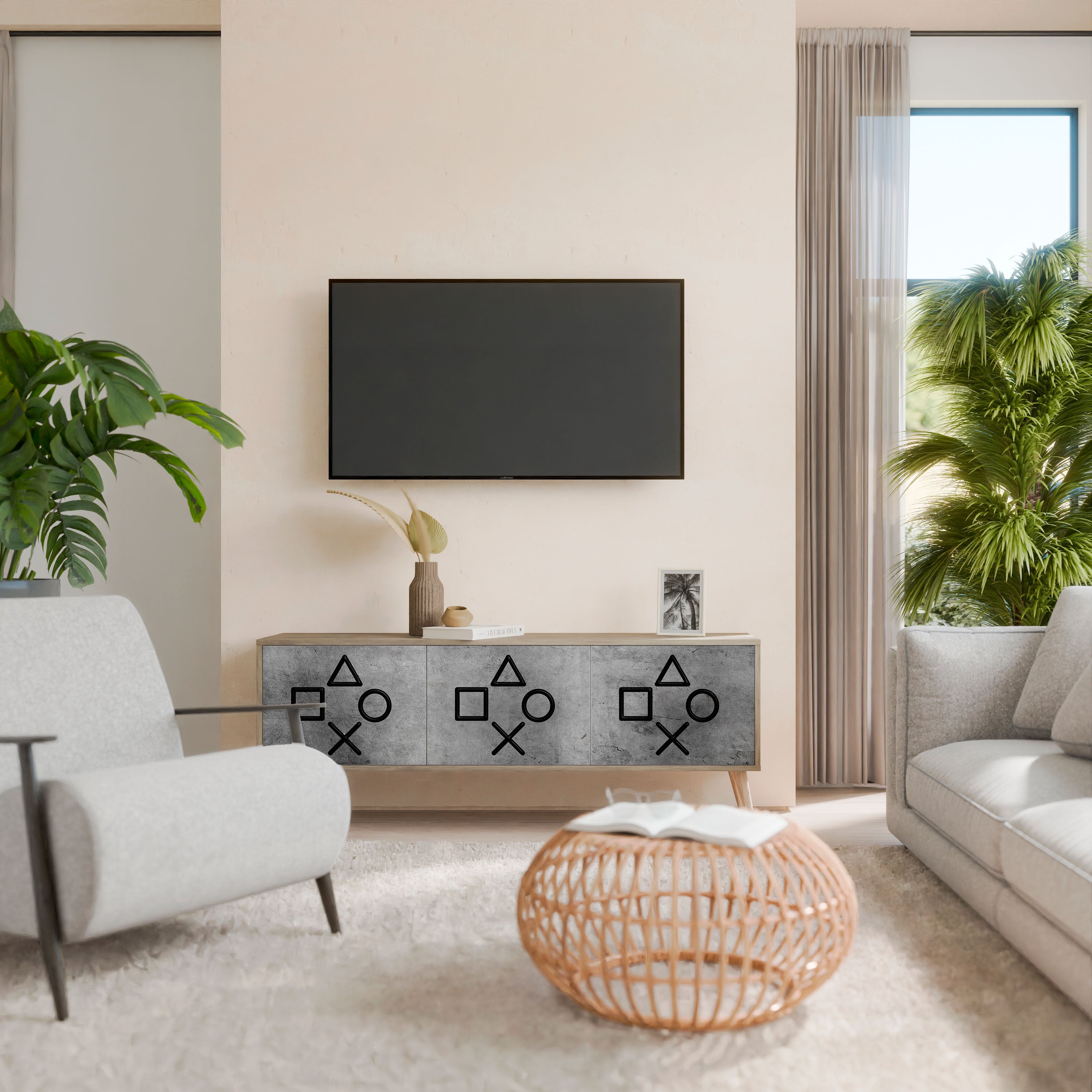 GAMER CHOICE Mueble de TV de 3 Puertas