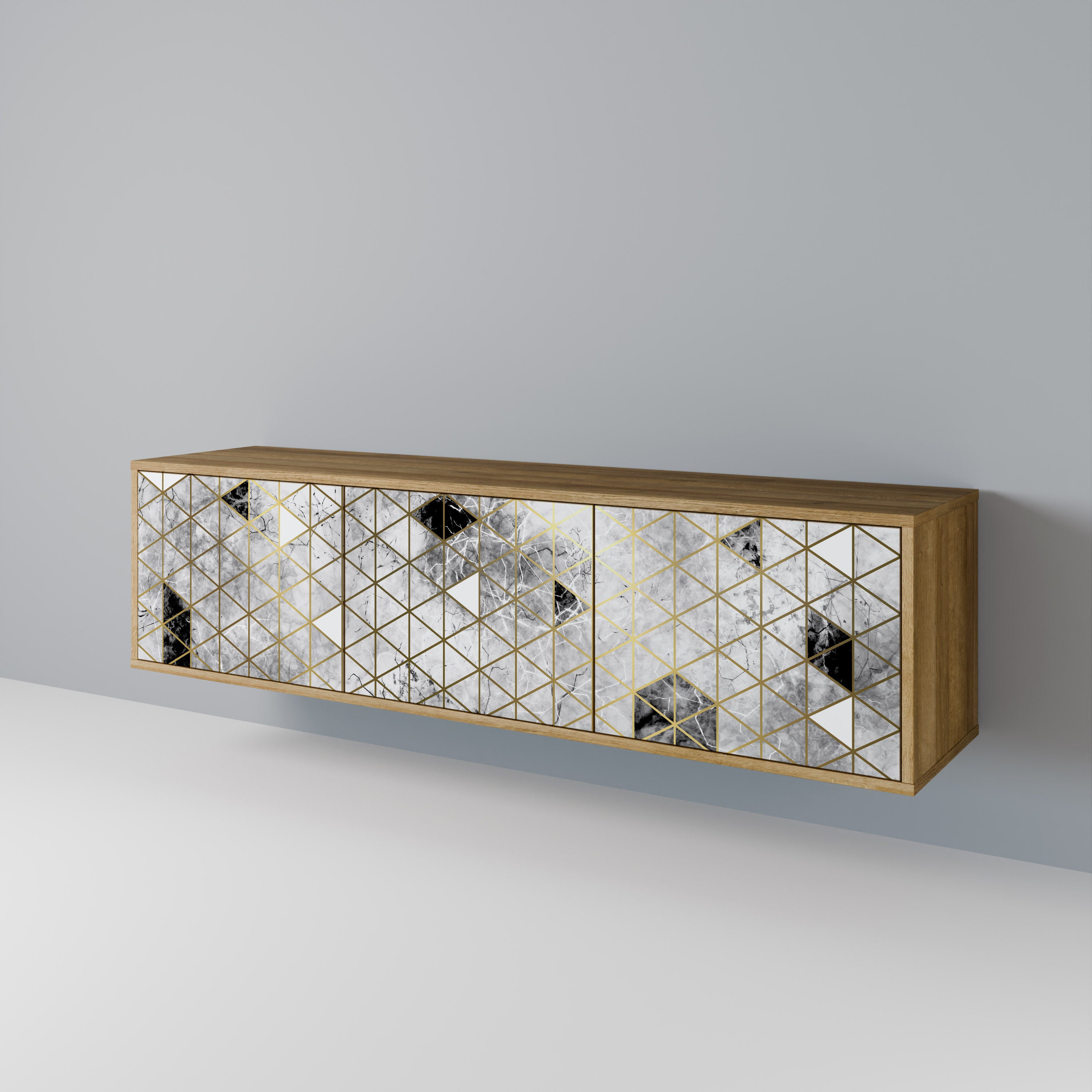 ASHEN ARIA Mueble de TV de 3 Puertas