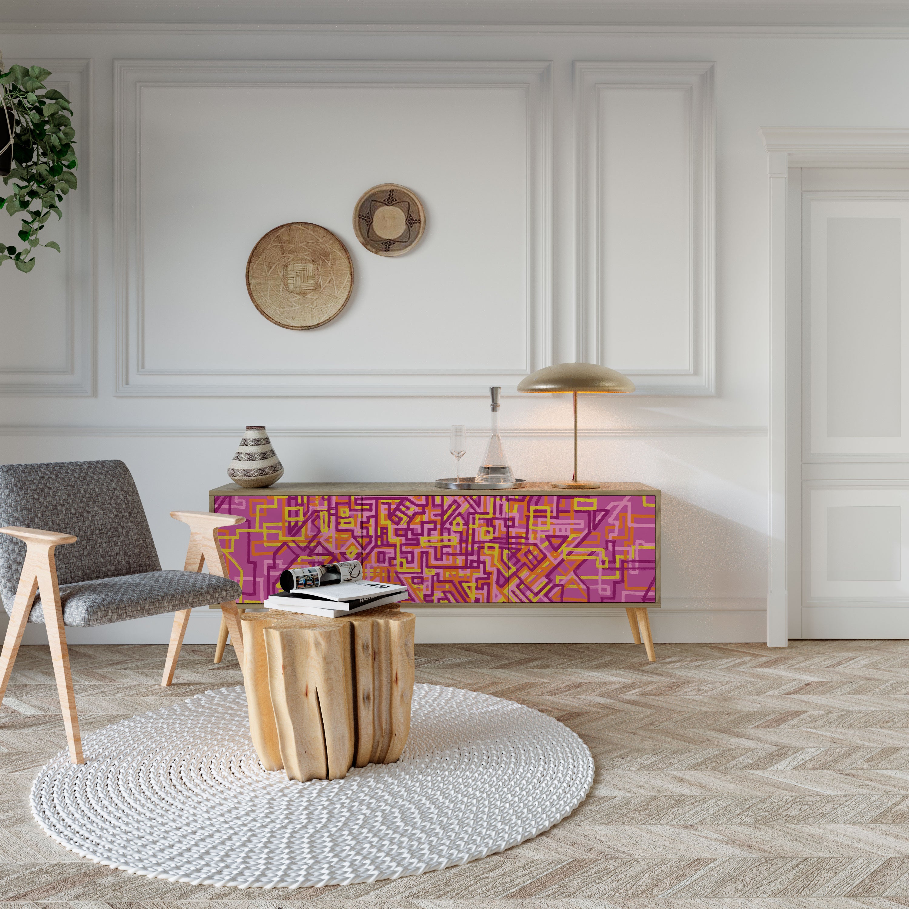 LOVELY MEMORIES Mueble de TV de 3 Puertas