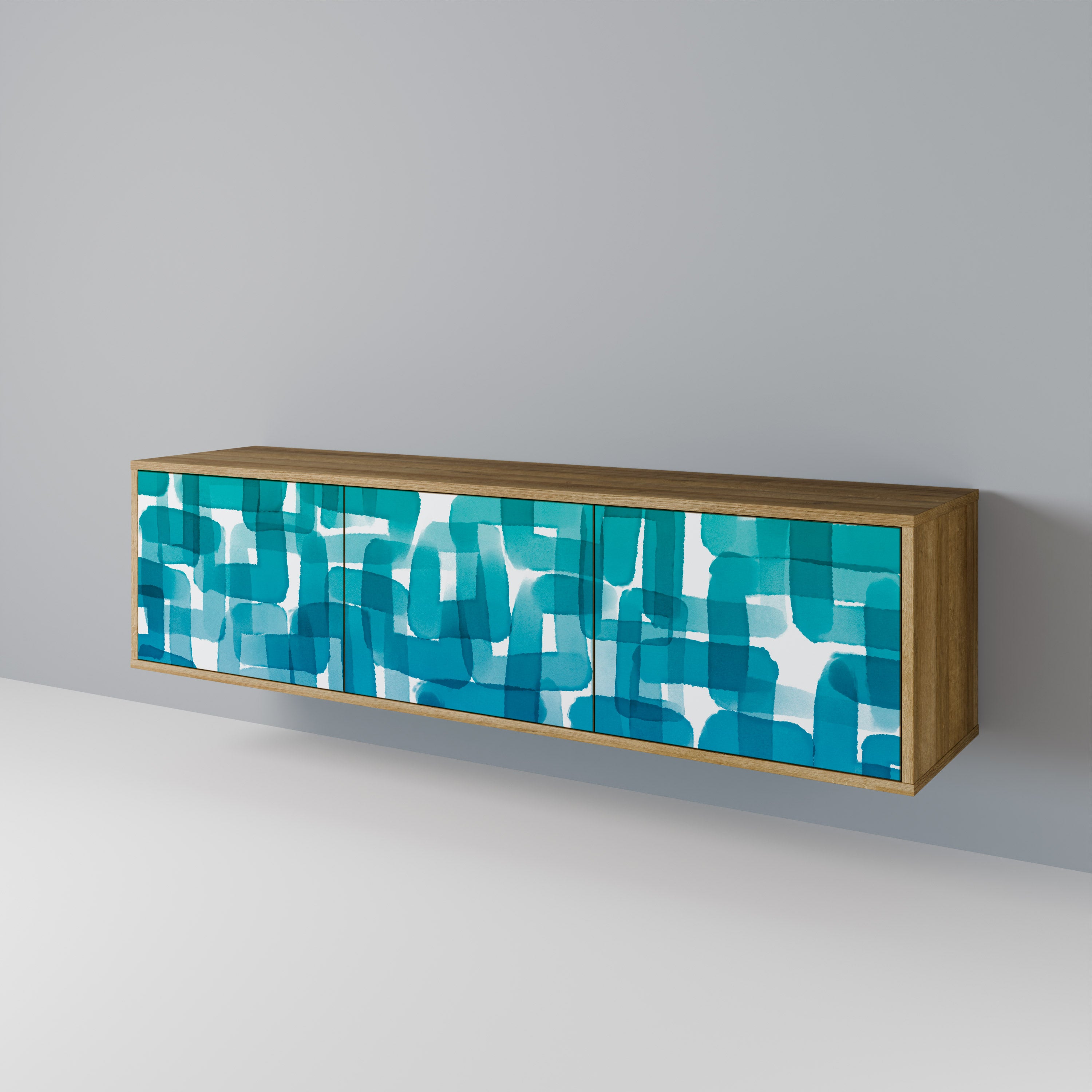 TURQUOISE RECTANGLES Mueble de TV de 3 Puertas