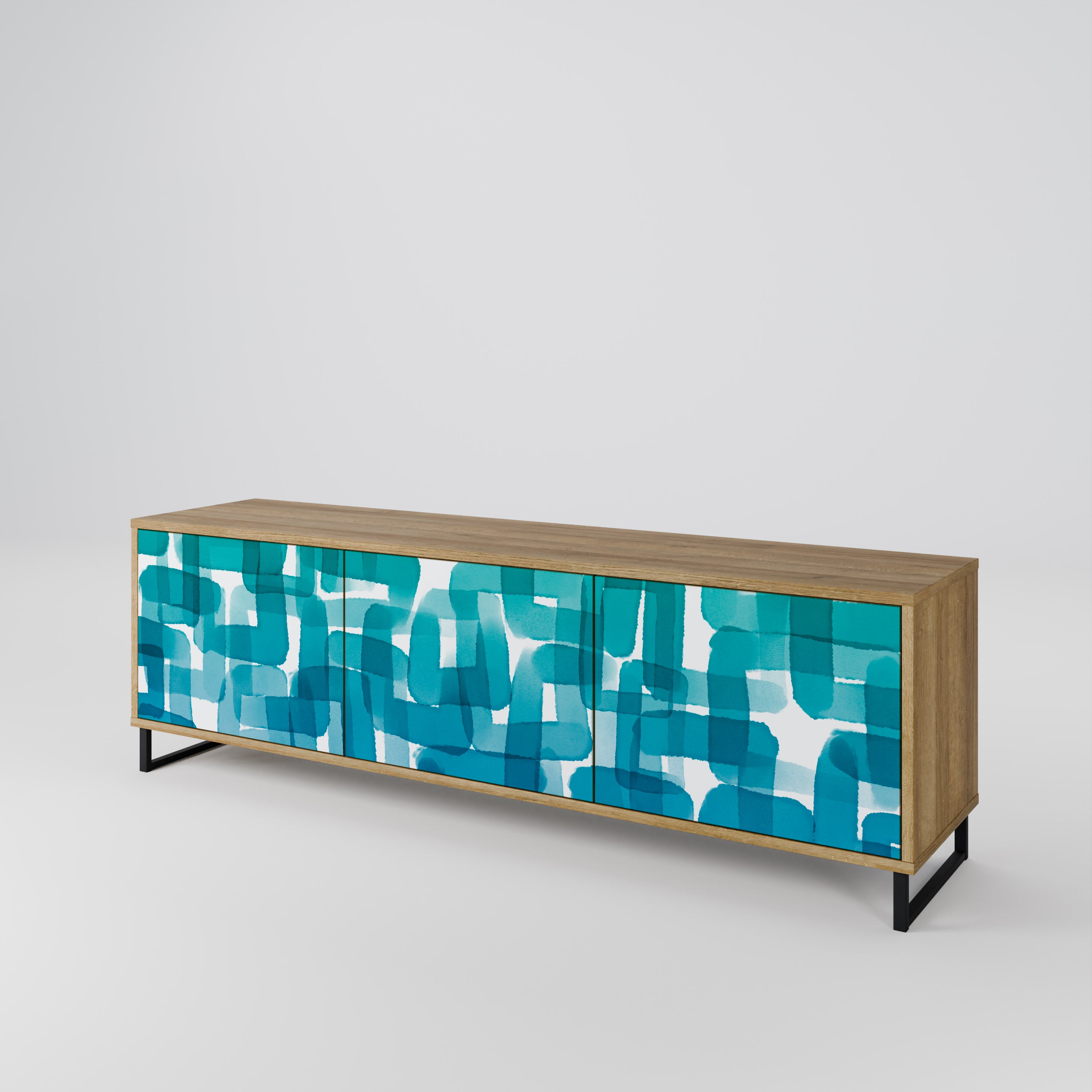 TURQUOISE RECTANGLES Mueble de TV de 3 Puertas